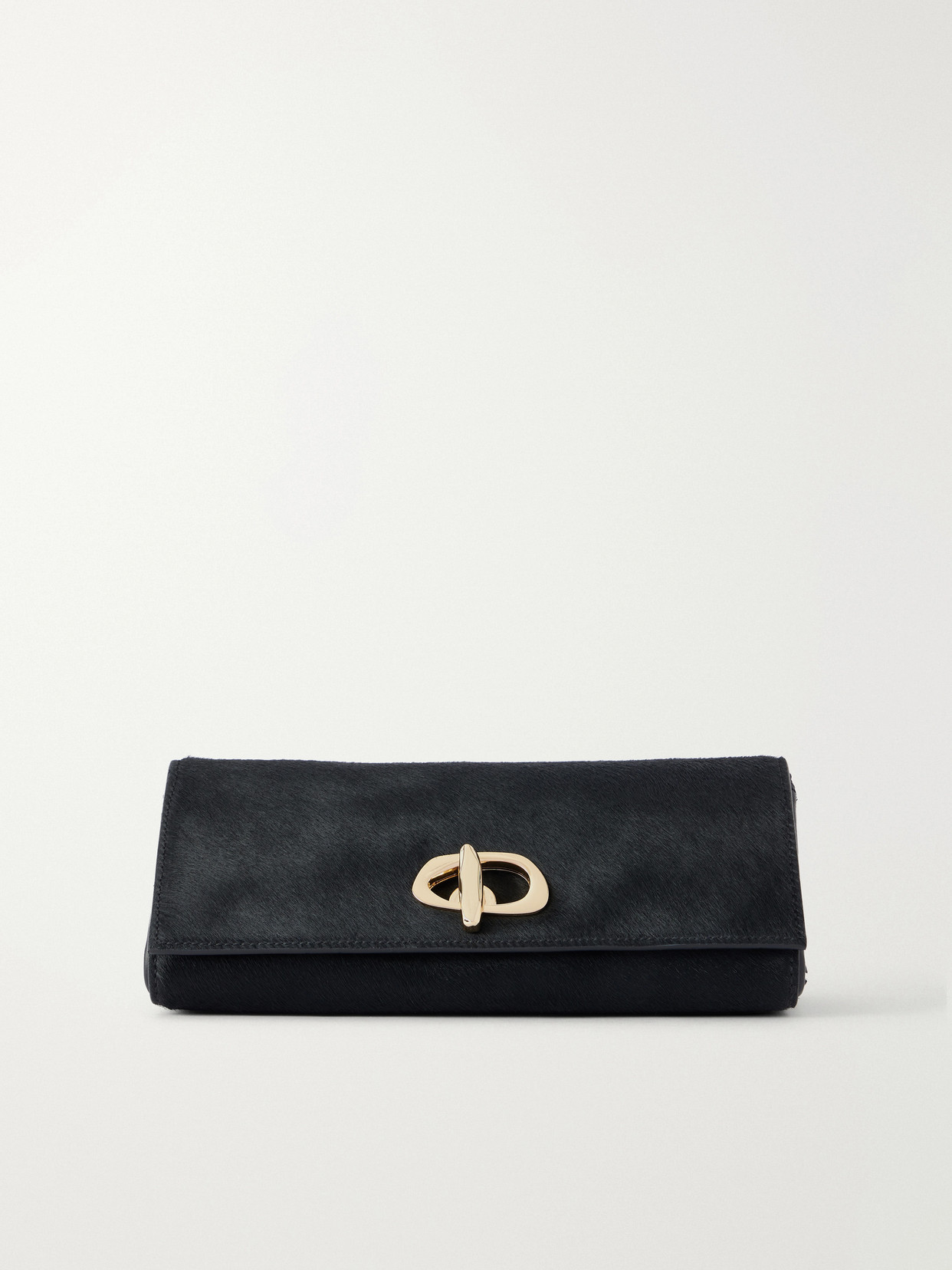 Amanu The Tanzania Leather-trimmed Calf-hair Clutch In Black