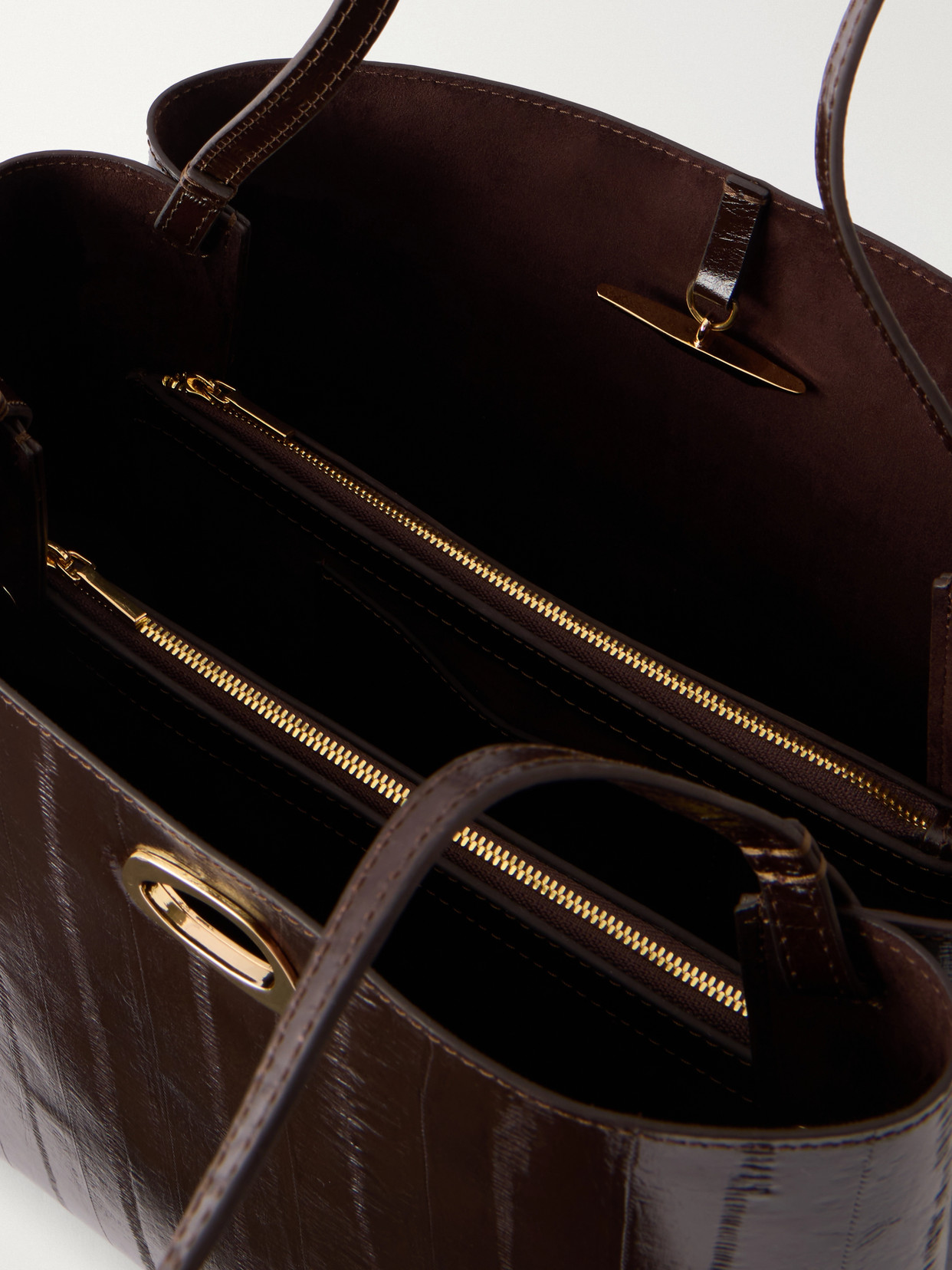 Luanda Striped Textured-Leather Tote
