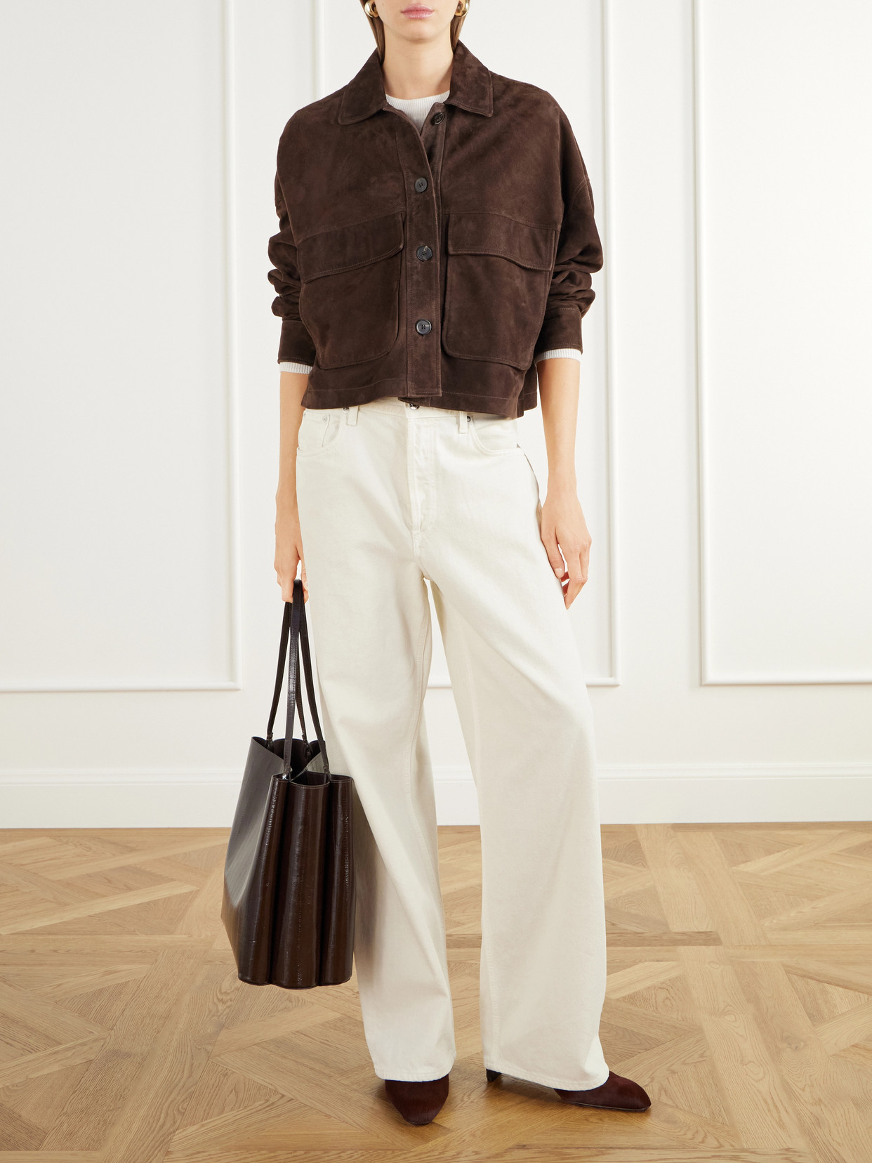Luanda Striped Textured-Leather Tote