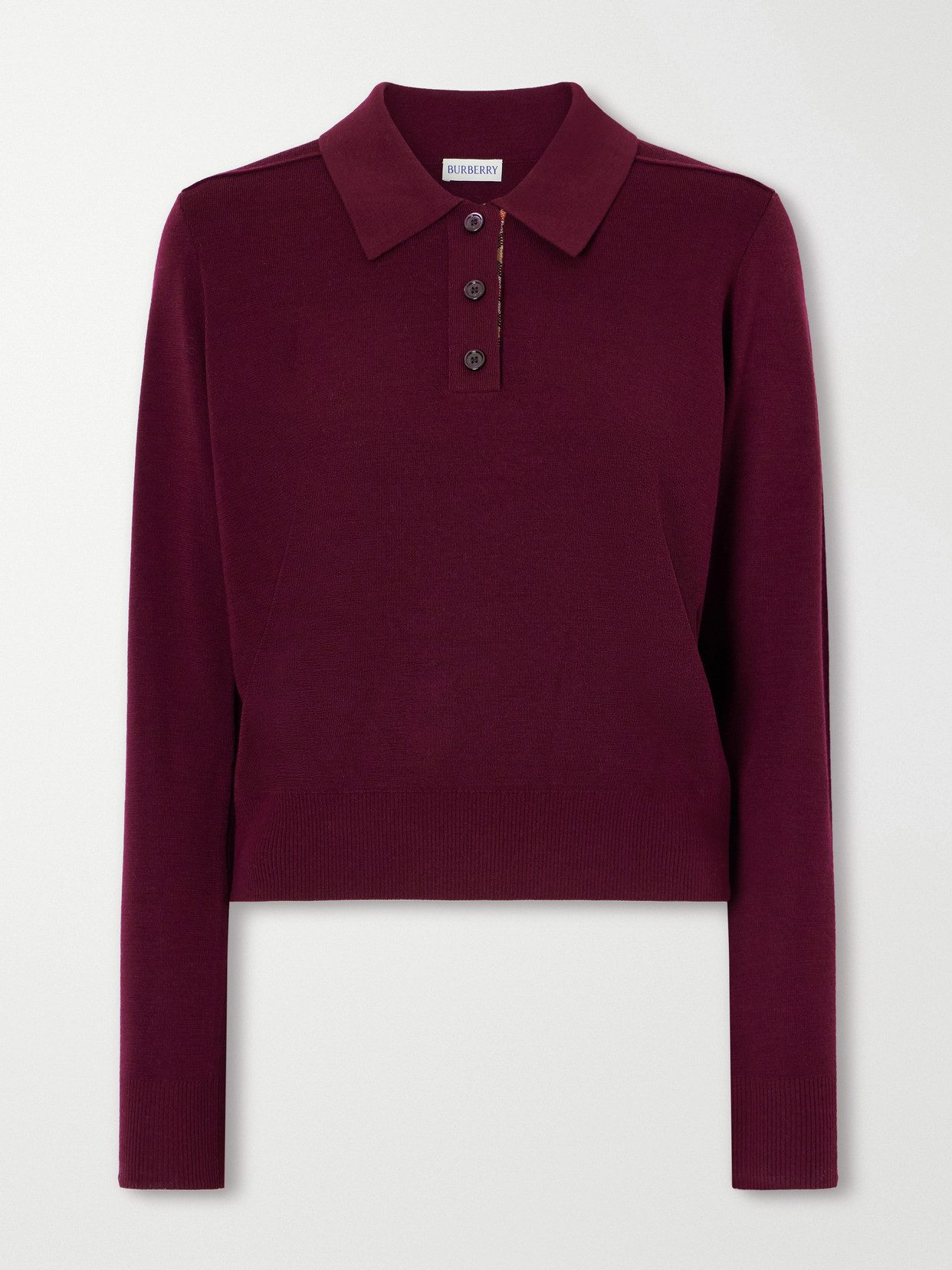 Mandy Ribbed-Detail Wool Polo Sweater