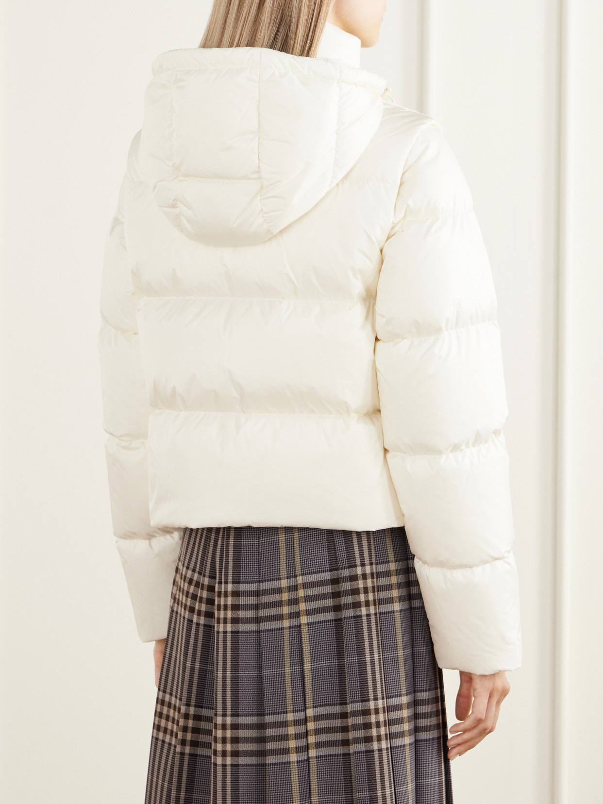 Ireland Hybrid Check-Trimmed Shell Down Jacket