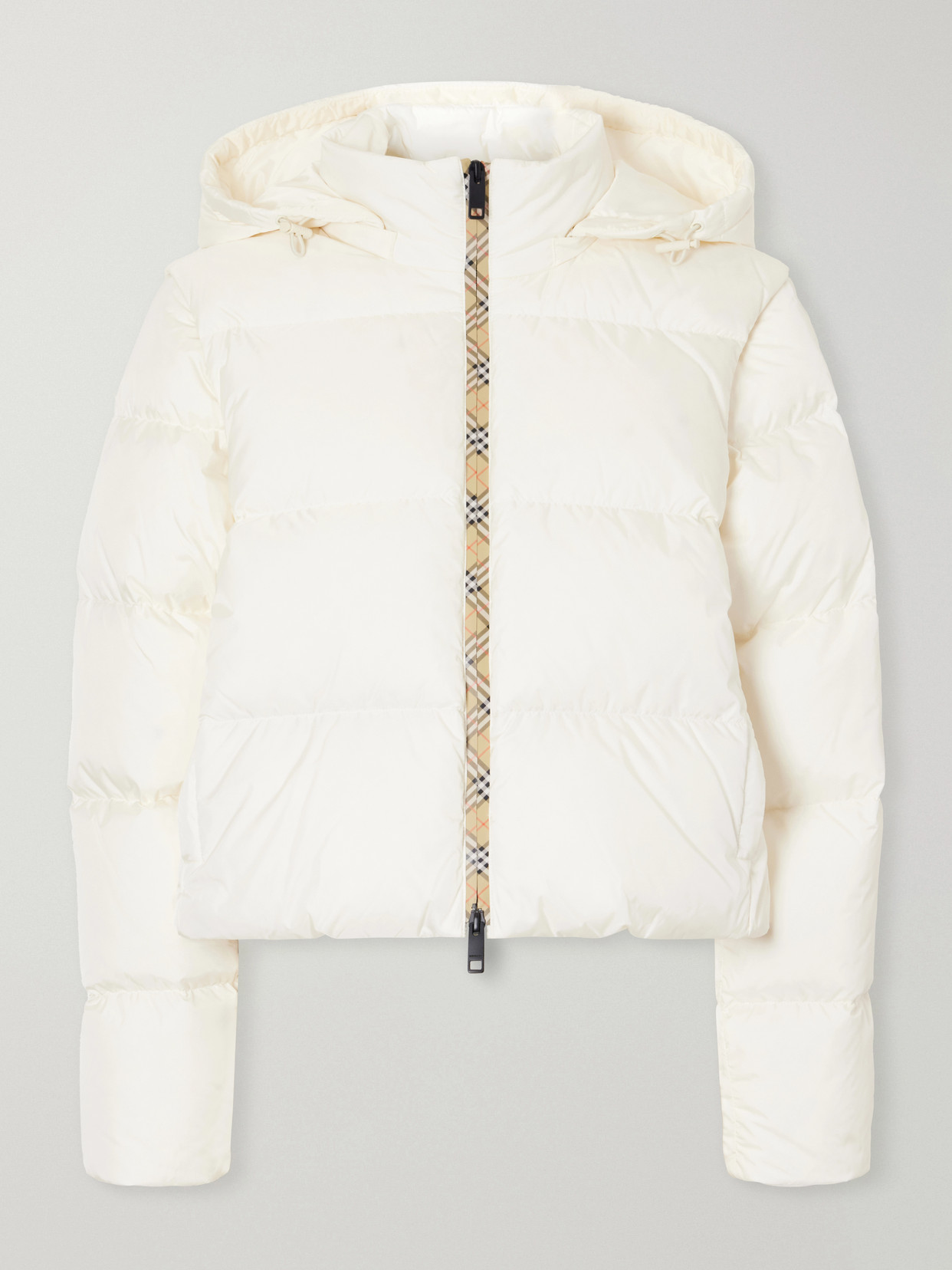 Ireland Hybrid Check-Trimmed Shell Down Jacket