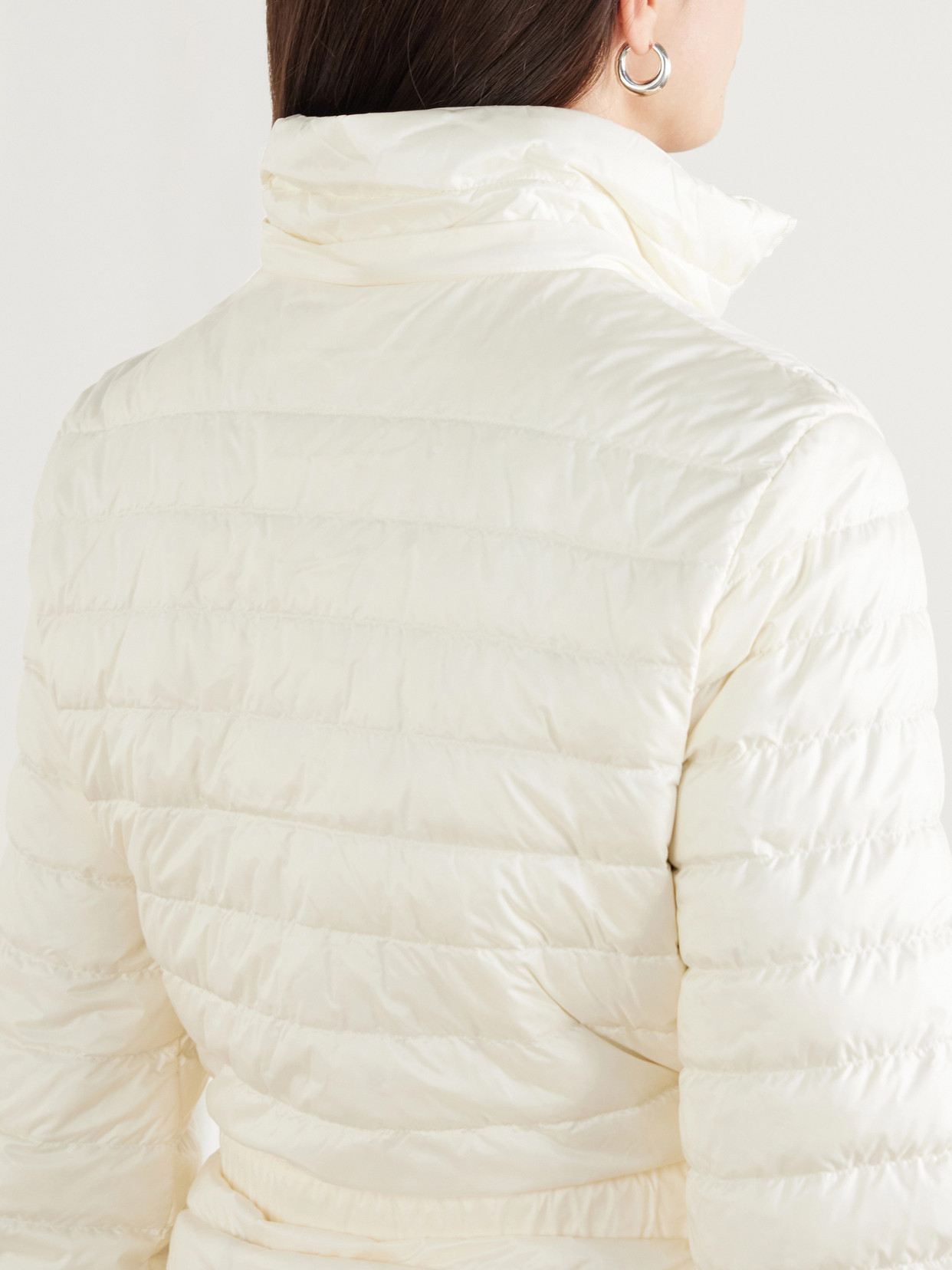 Belted Quilted Padded Shell Hooded Jacket