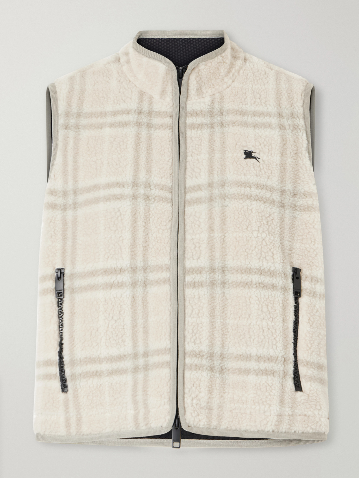 Logo-Embroidered Checked Wool And Cashmere-Blend Gilet