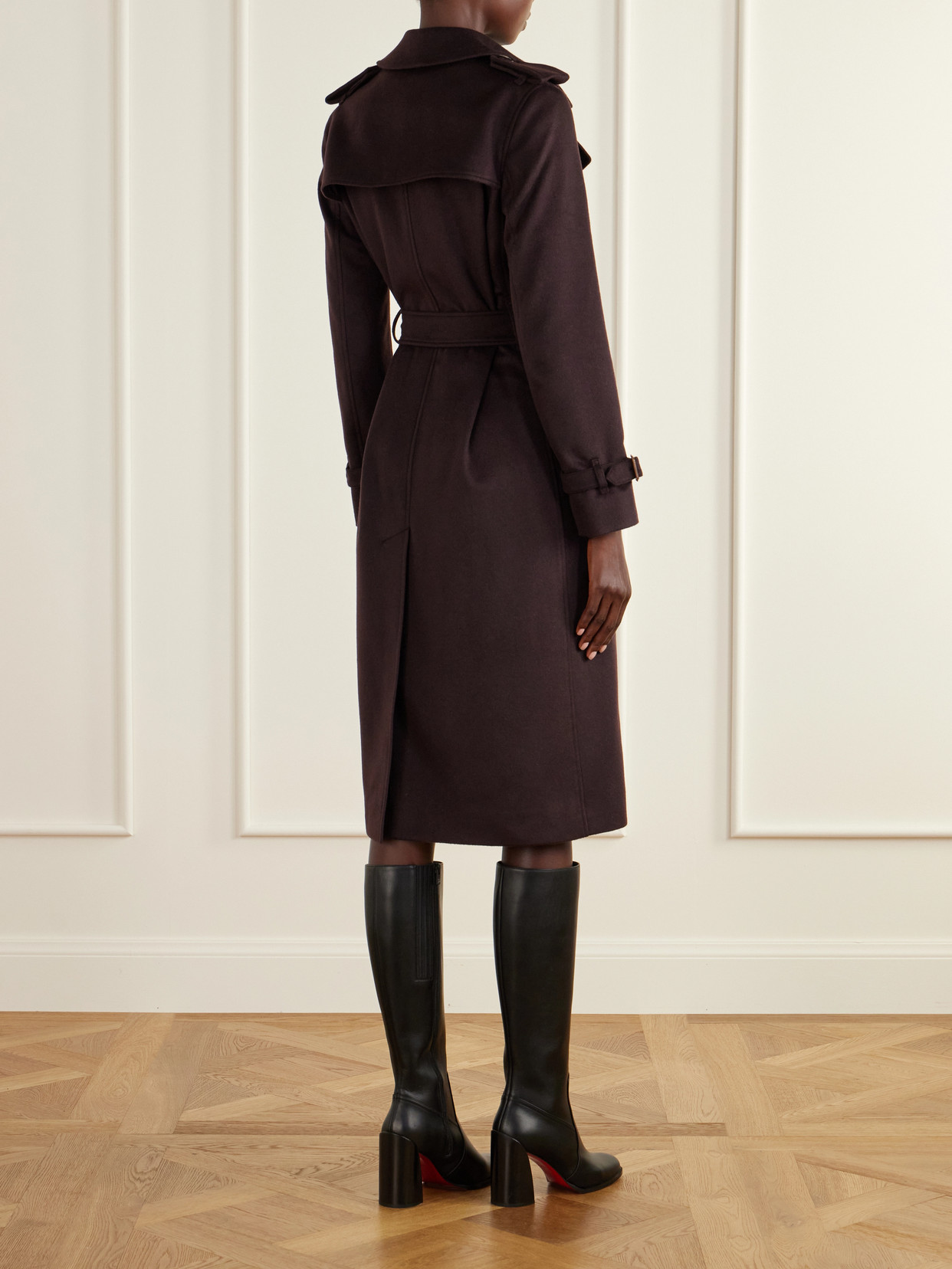 Double-Breasted Belted Cashmere Trench Coat