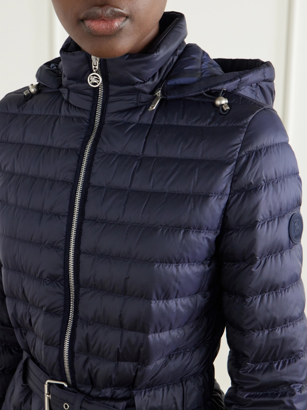 Hooded Belted Quilted Coat