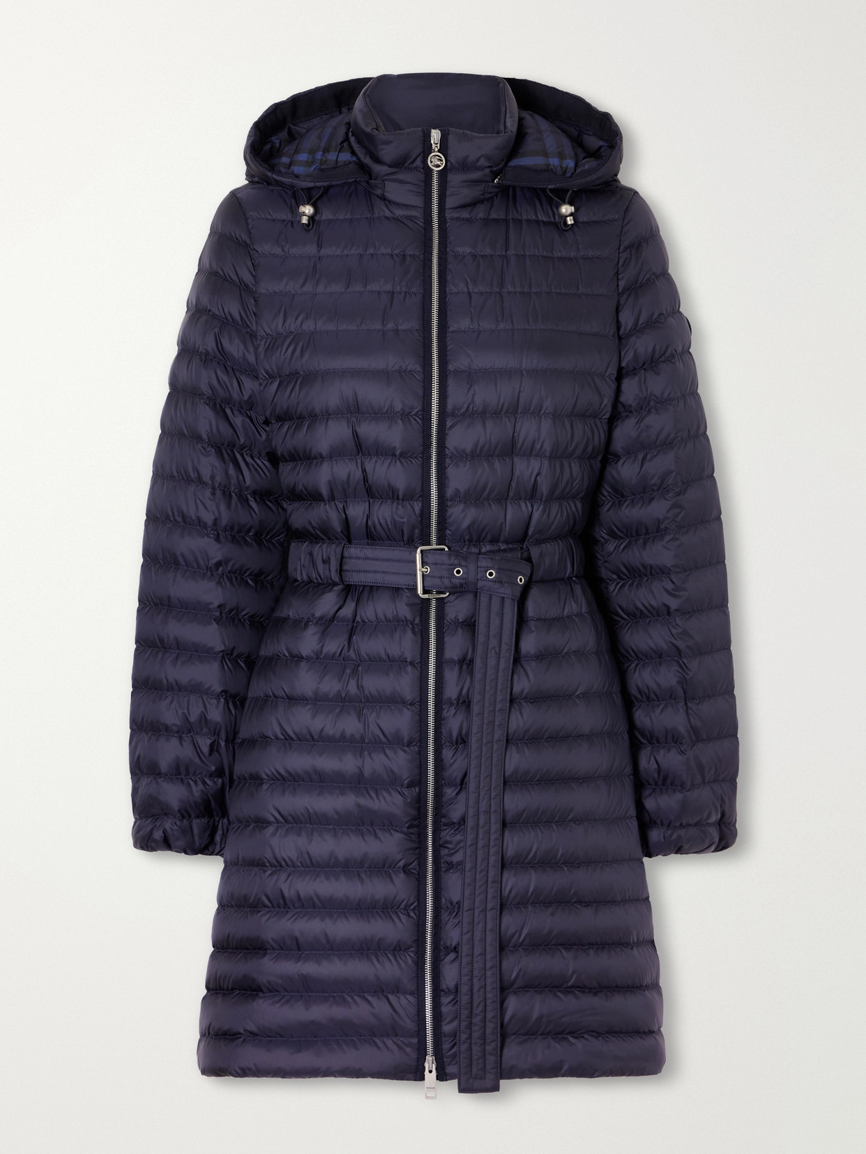Hooded Belted Quilted Coat