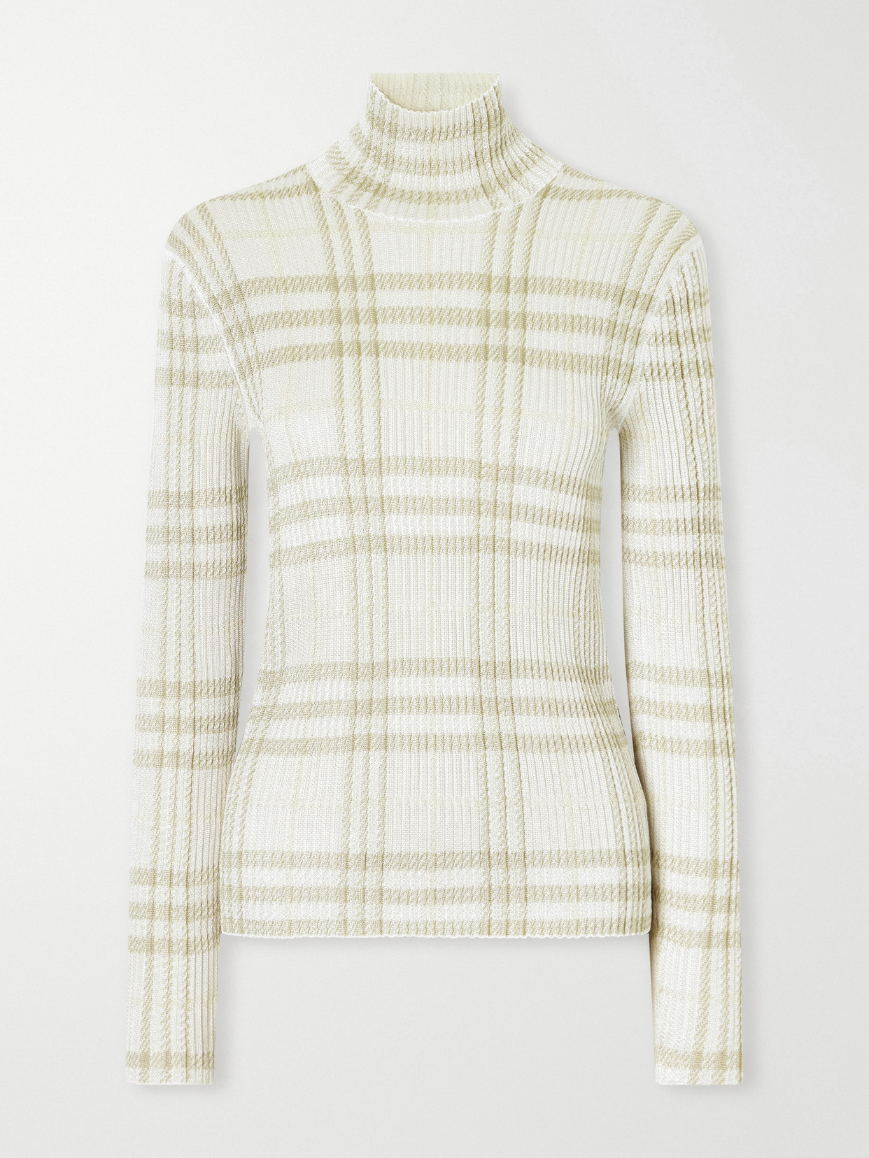 Genevia Checked Knitted Turtleneck Sweater