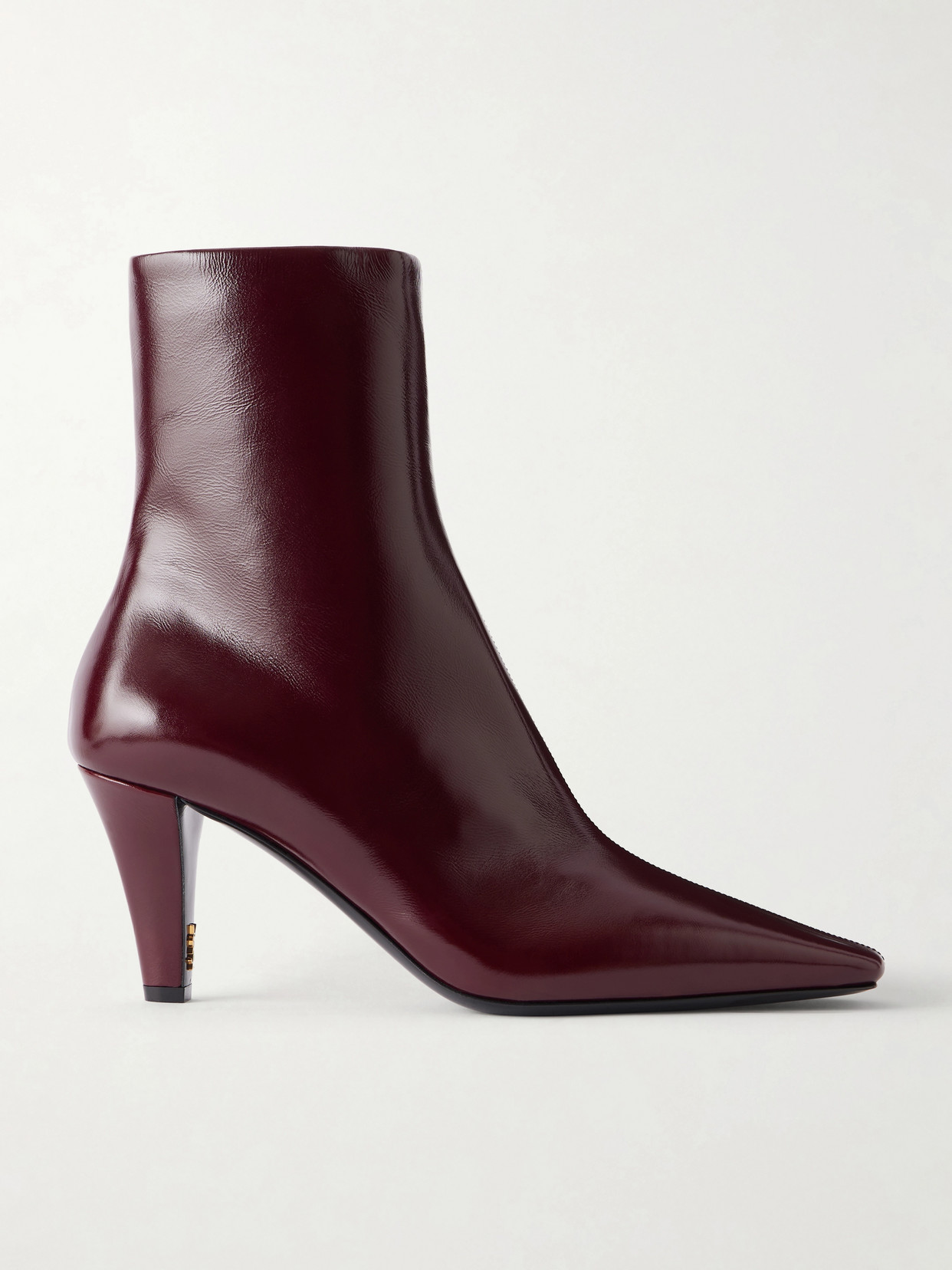SAINT LAURENT - Jill Cassandre-embellished Leather Ankle Boots - Burgundy