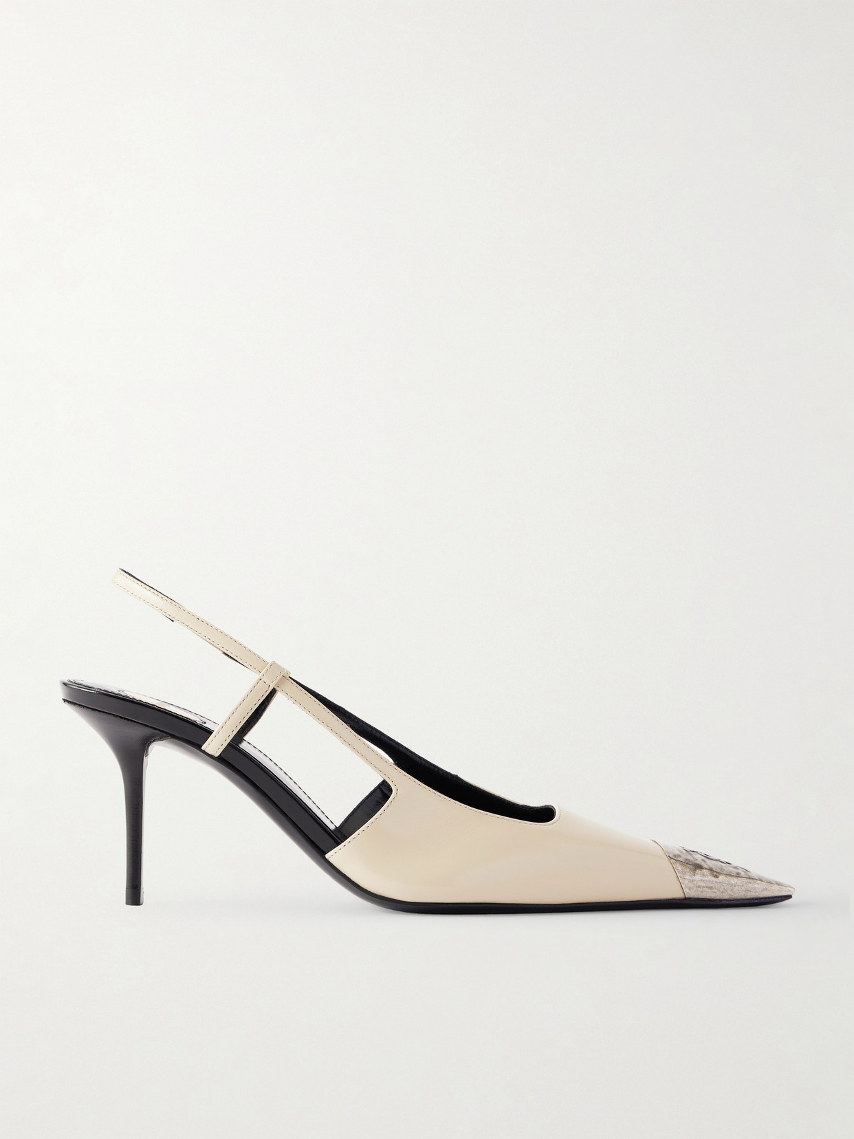 SAINT LAURENT - Jeanne Cassandre-embossed Leather Slingback Pumps - Neutrals