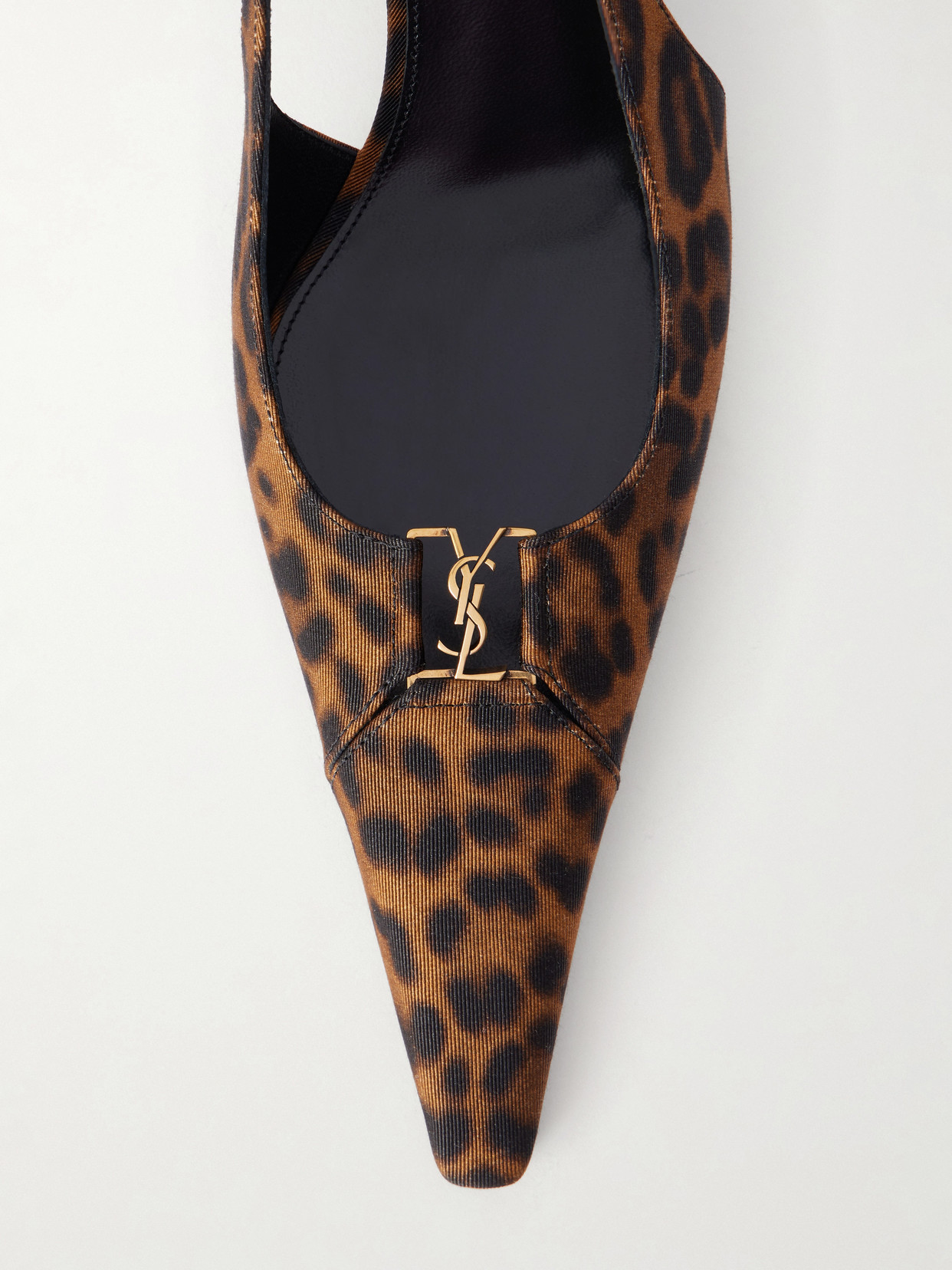 Babylone Cassandre-Embellished Leopard-Print Grosgrain Slingback