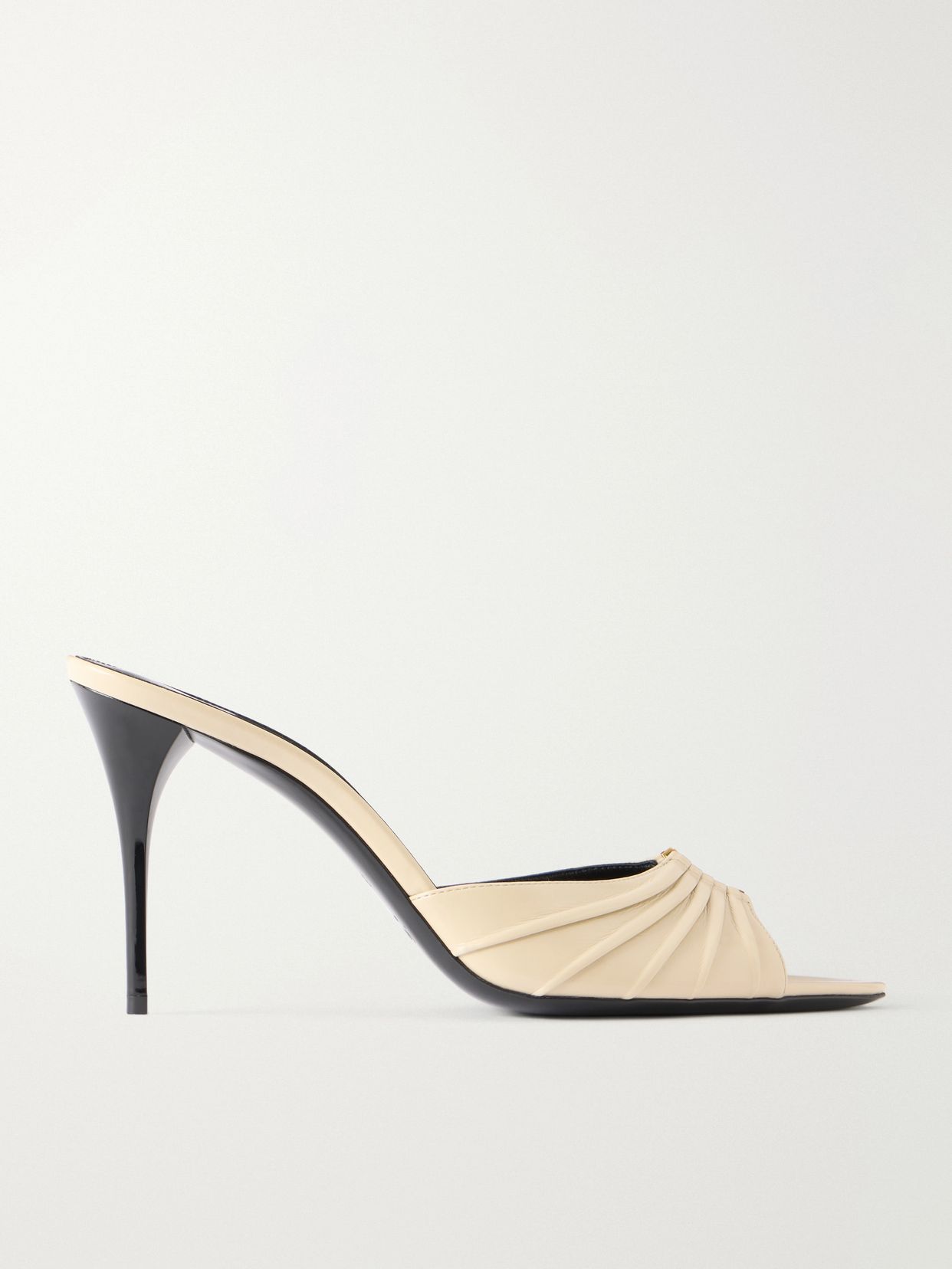 Babylone embellished gathered patent-leather mules