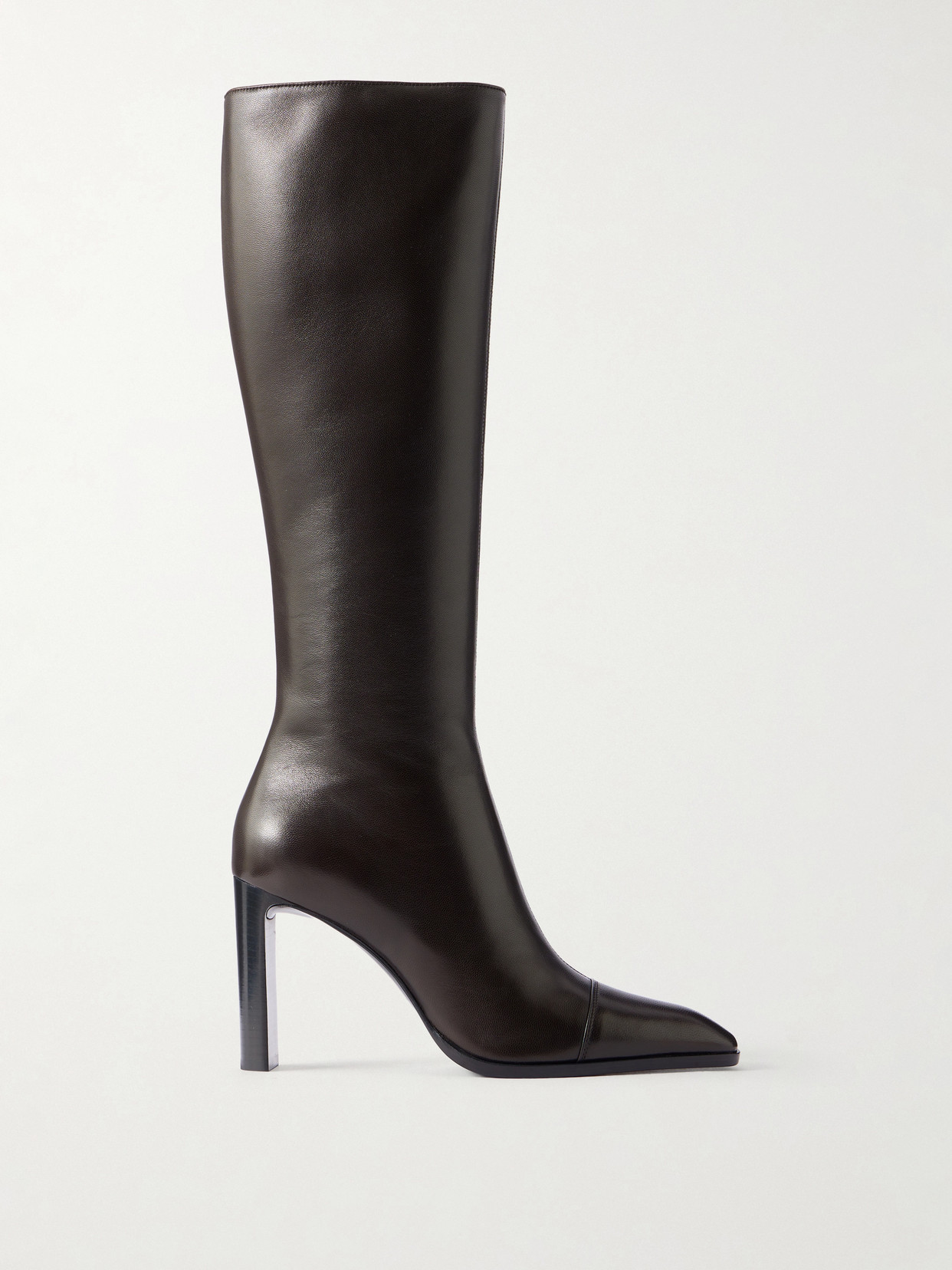 SAINT LAURENT - Venetia Leather Knee Boots - Brown