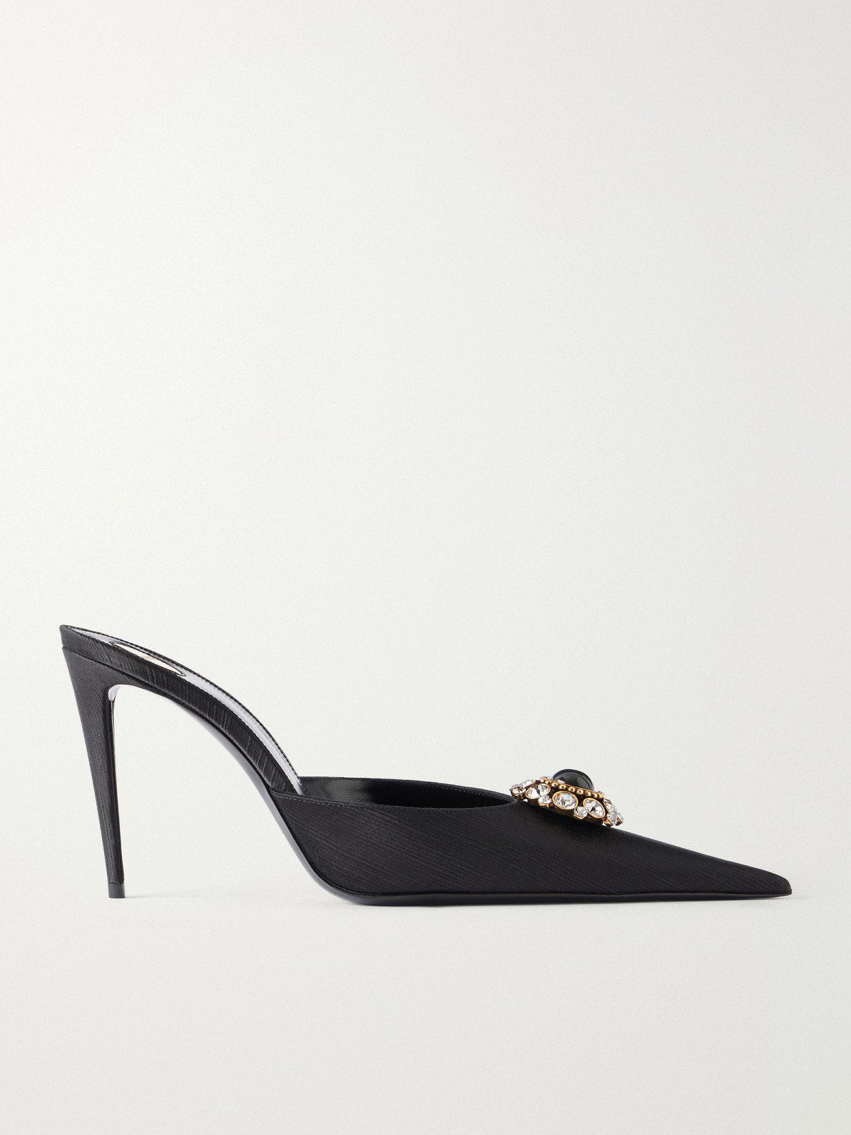SAINT LAURENT - Cosmo 95 Crystal-embellished Faille Mules - Black