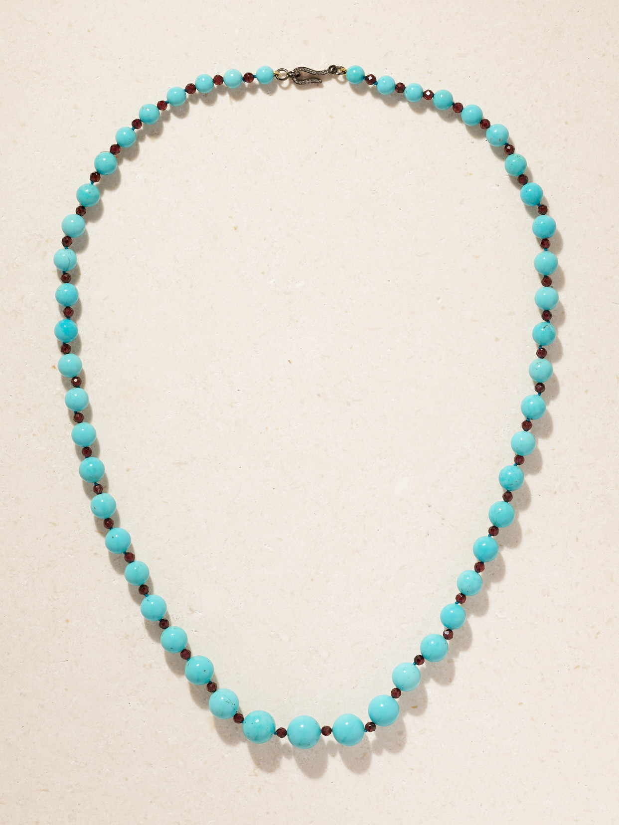 Ileana Makri 18-karat White Gold, Turquoise, Garnet And Diamond Necklace In Blue
