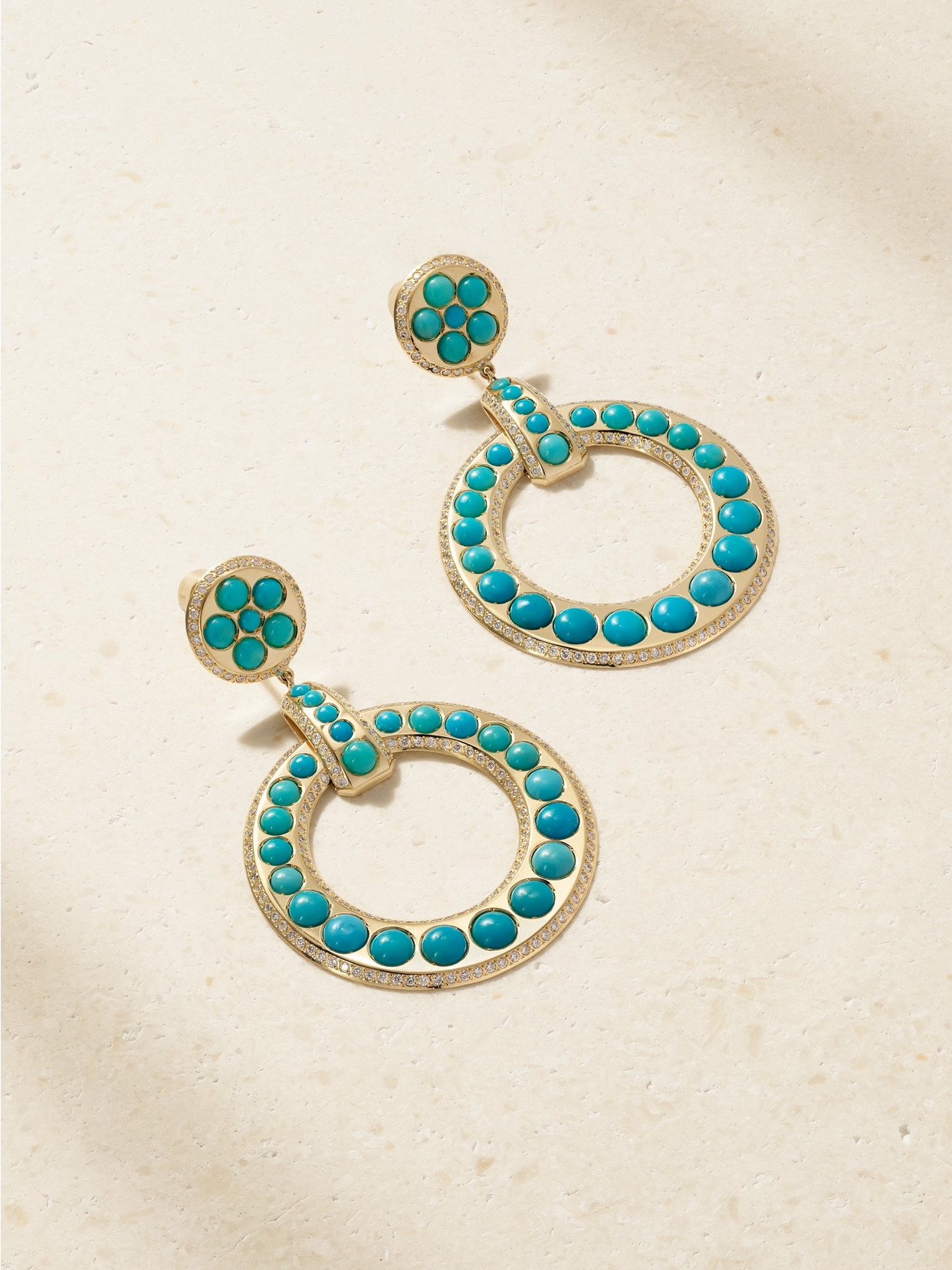 Ileana Makri 18-karat Gold Diamond And Turquoise Earrings In Blue