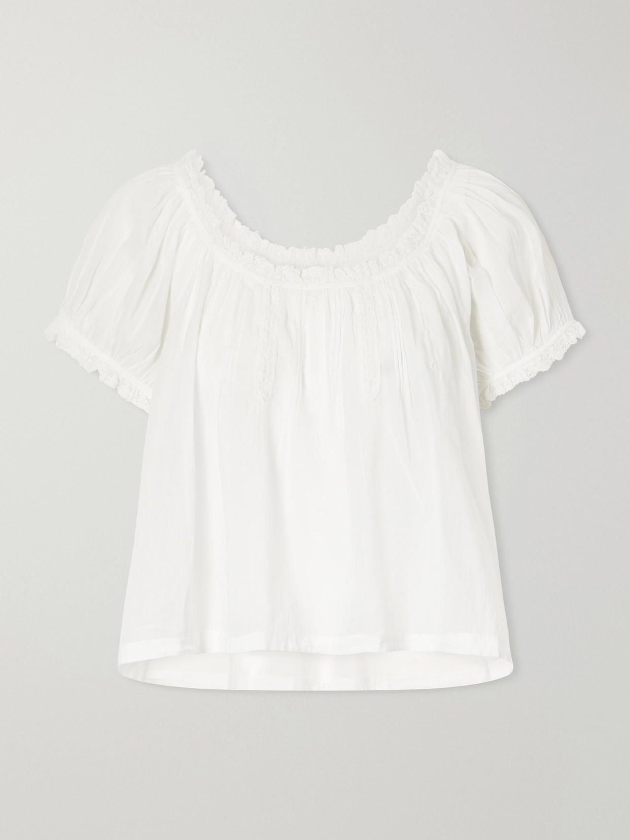 Doen Frederica Organic Cotton-voile Blouse In White