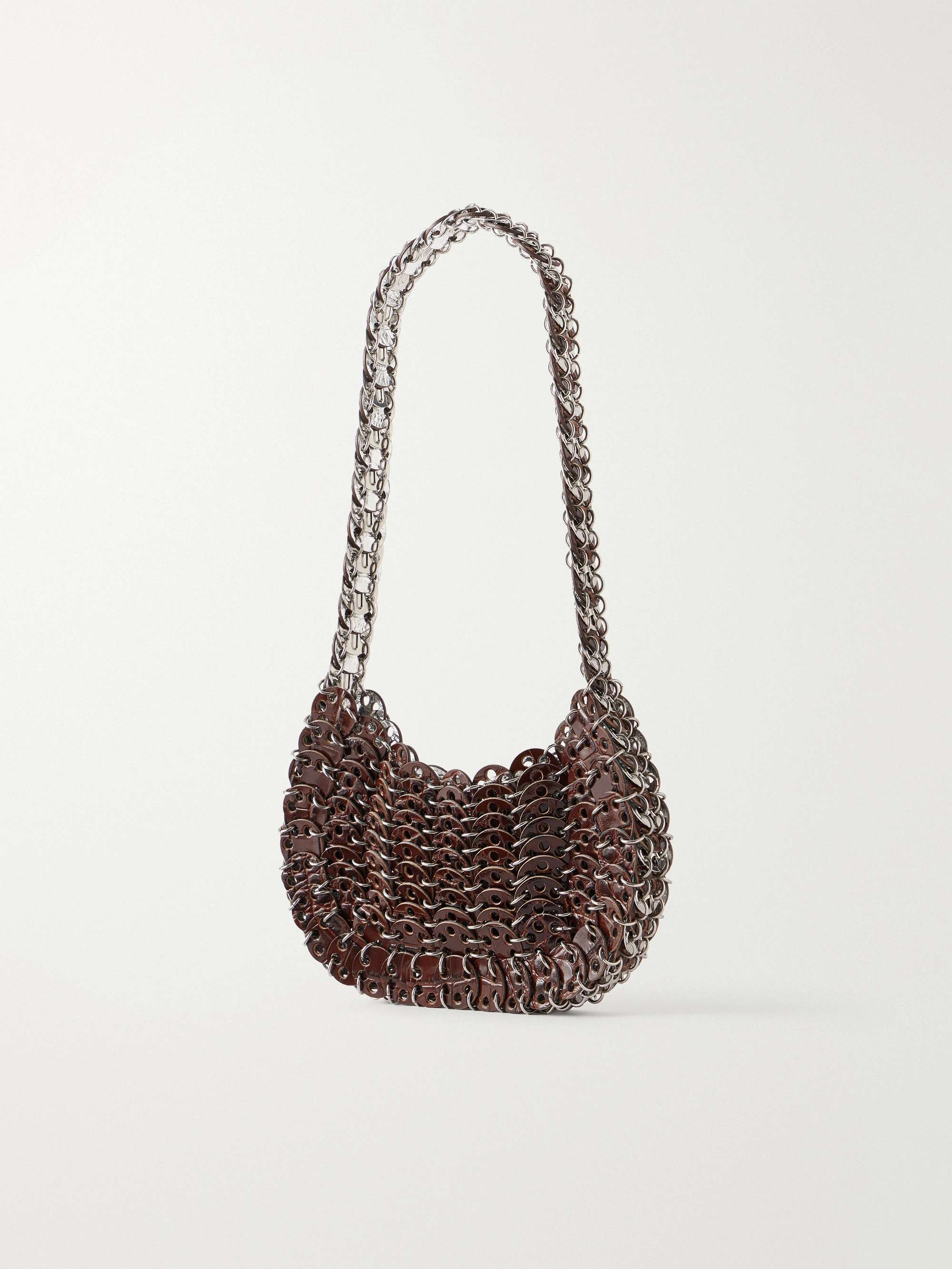RABANNE Moon Flip croc-effect leather chainmail shoulder bag | NET