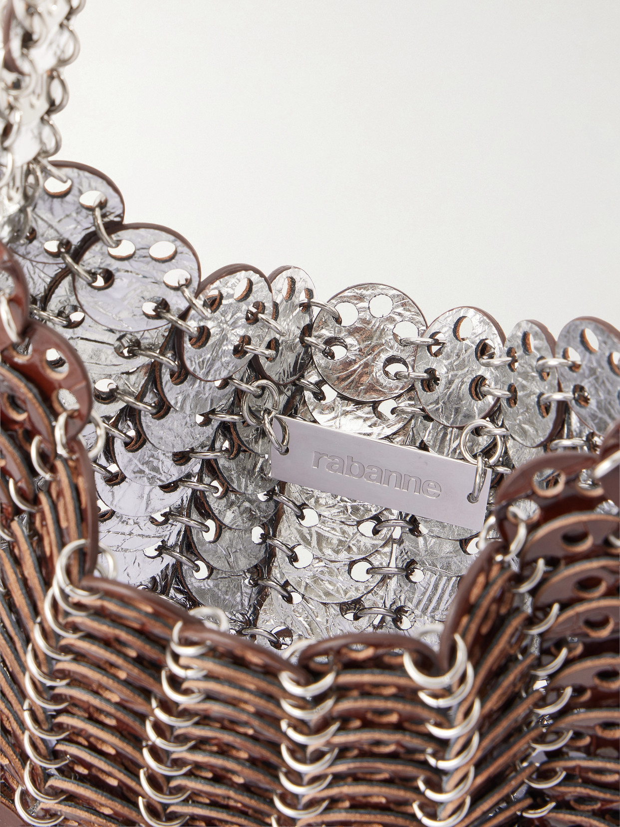 Moon Flip Croc-Effect Leather Chainmail Shoulder Bag