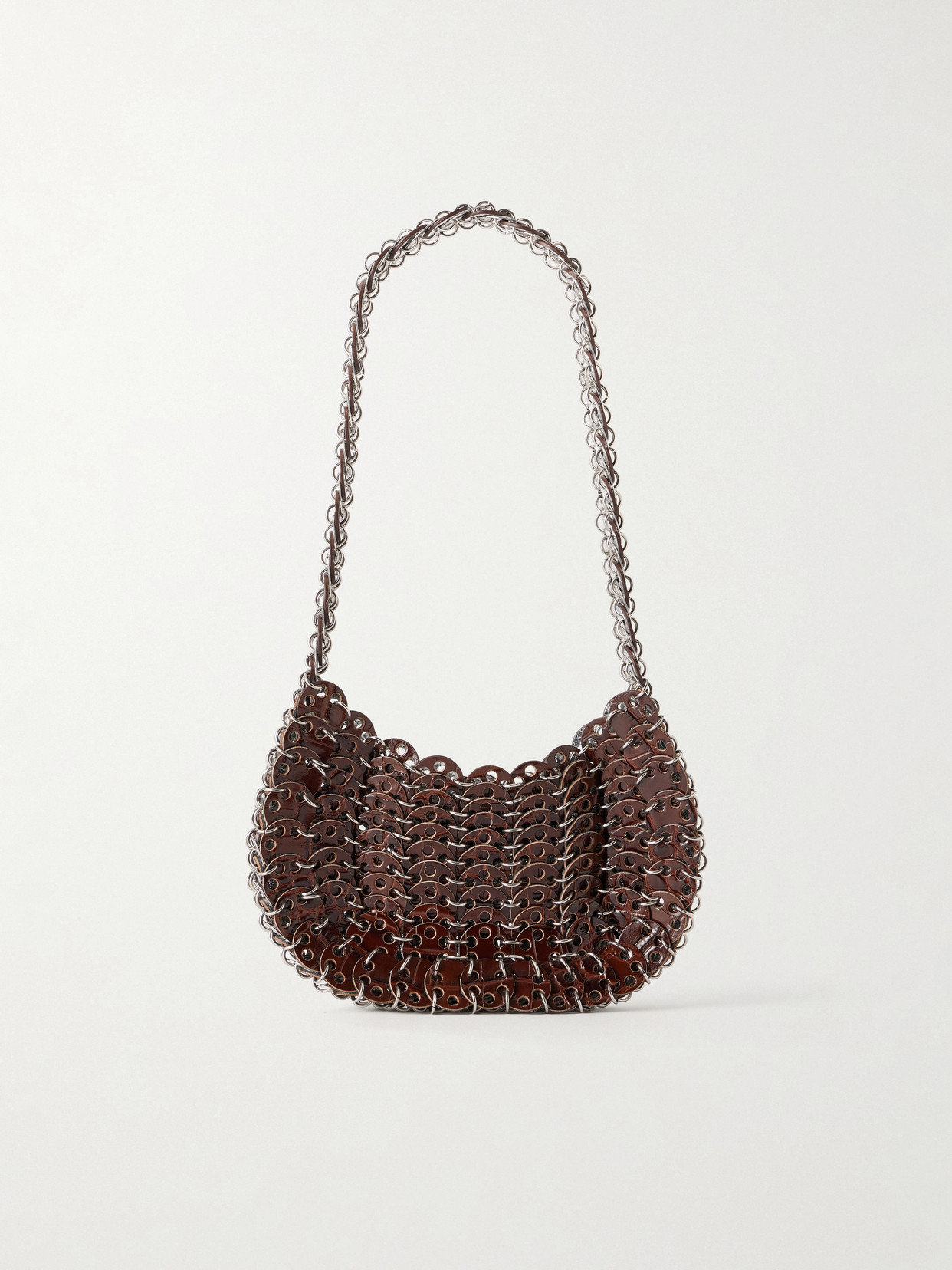 Rabanne Moon Flip Croc-effect Leather Chainmail Shoulder Bag In Multi