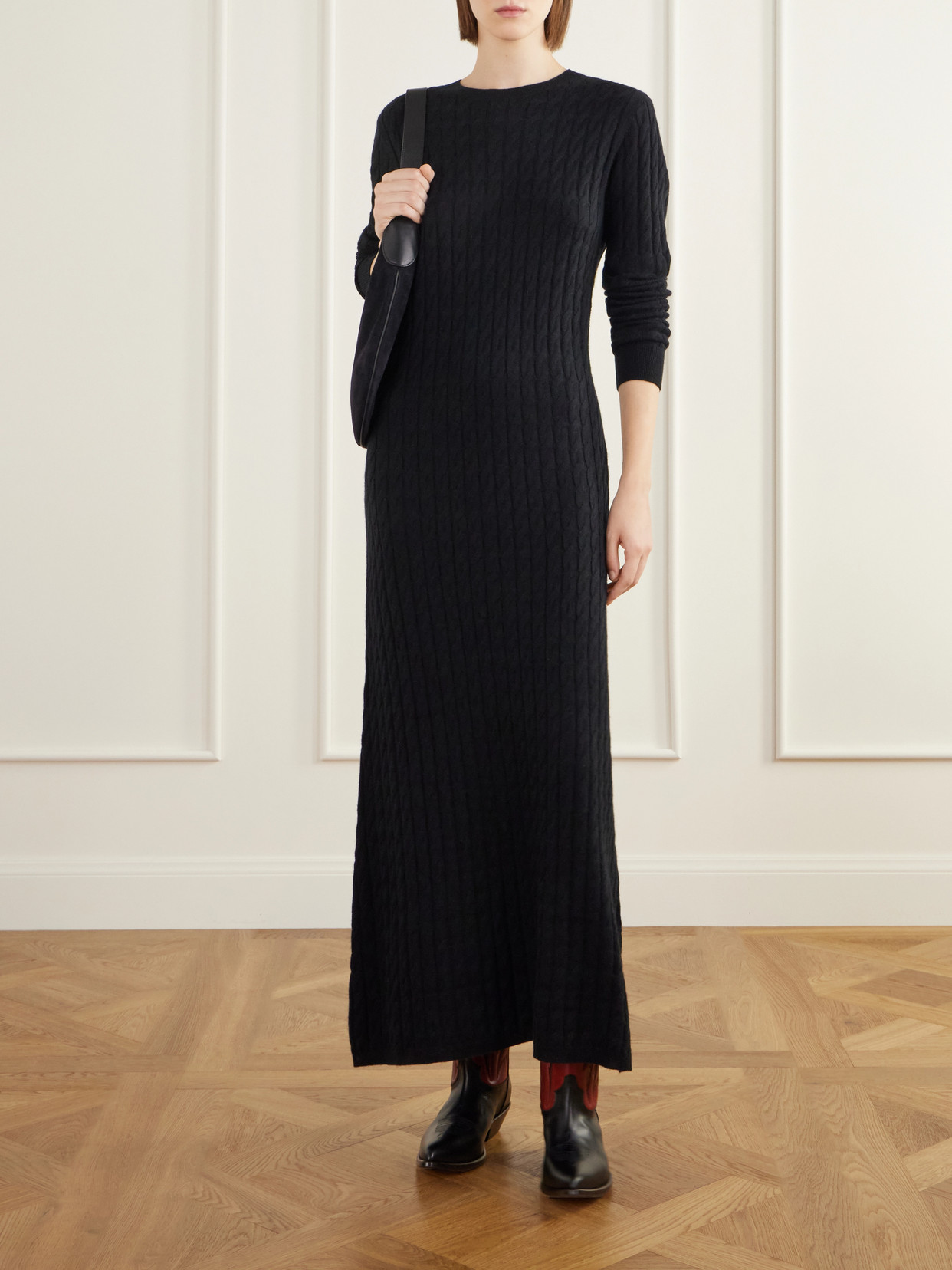 Santiago Embroidered Two-Tone Leather Knee Boots