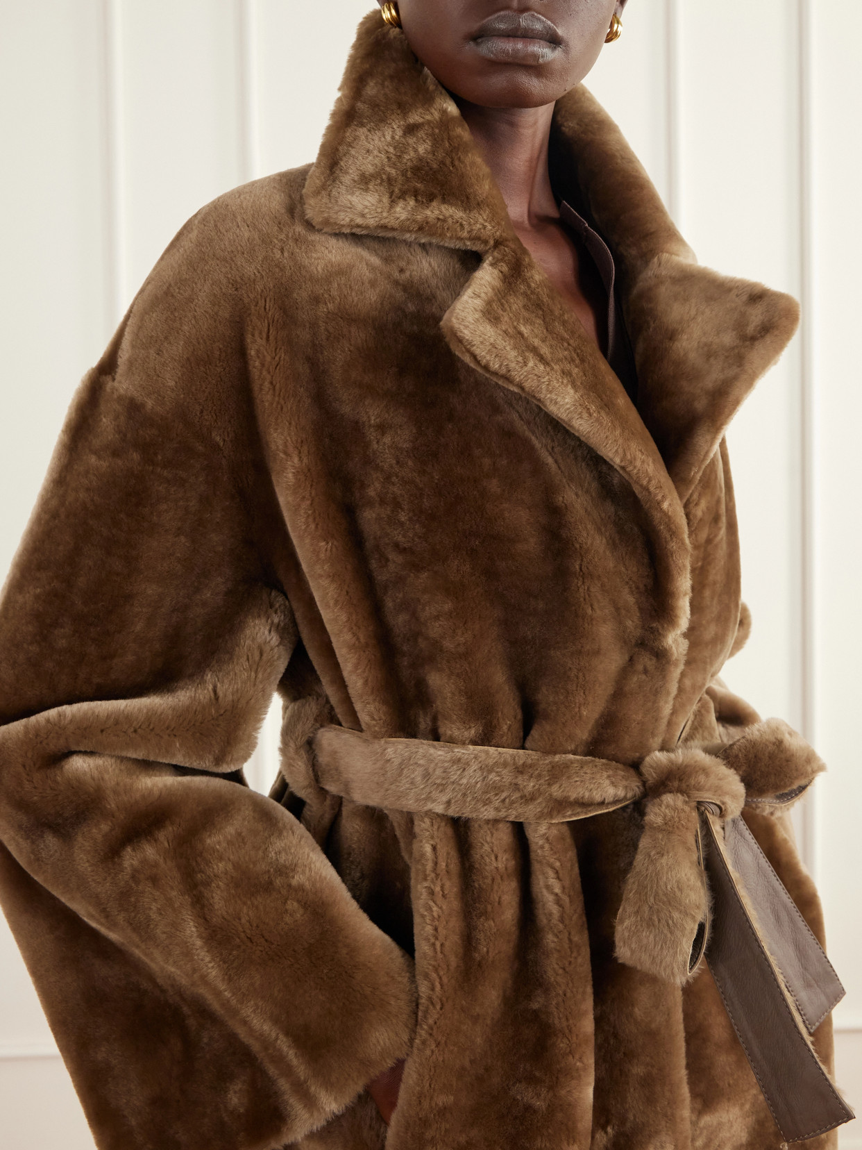 Rien Belted Reversible Shearling And Coat
