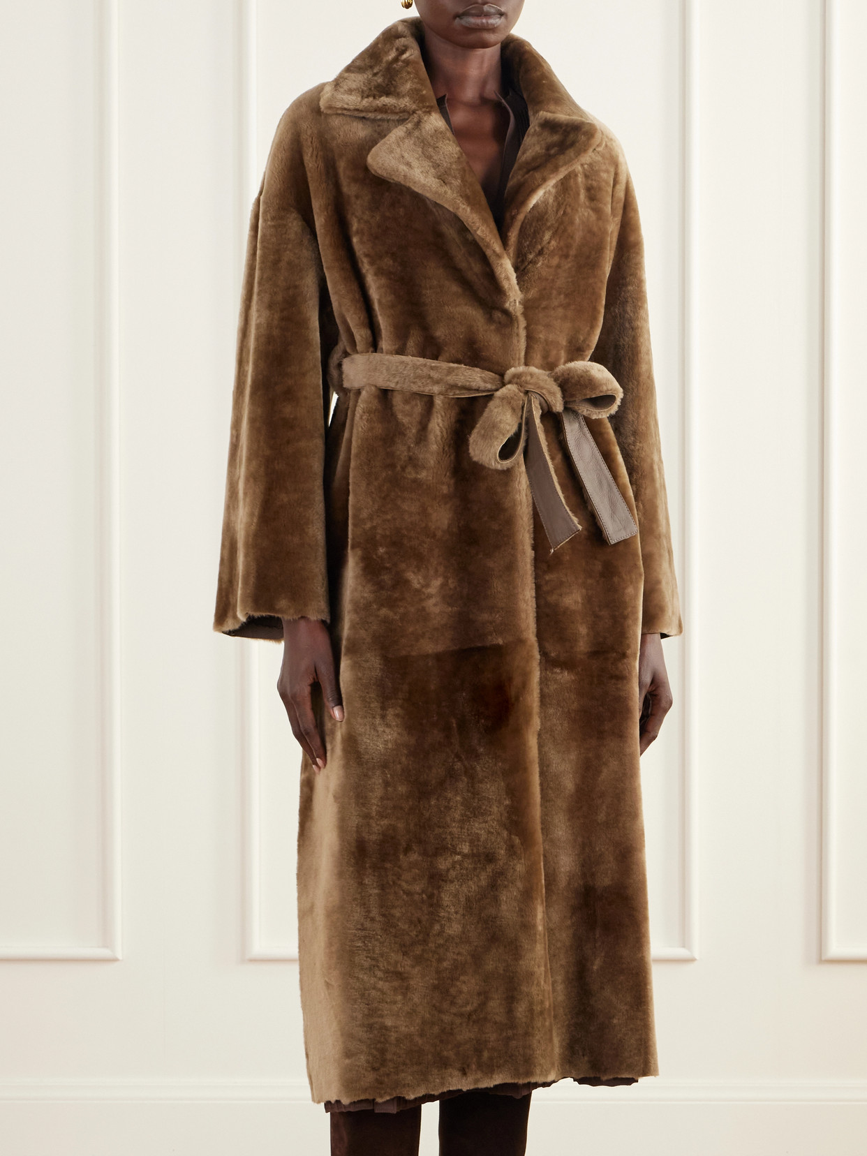 Rien Belted Reversible Shearling And Coat