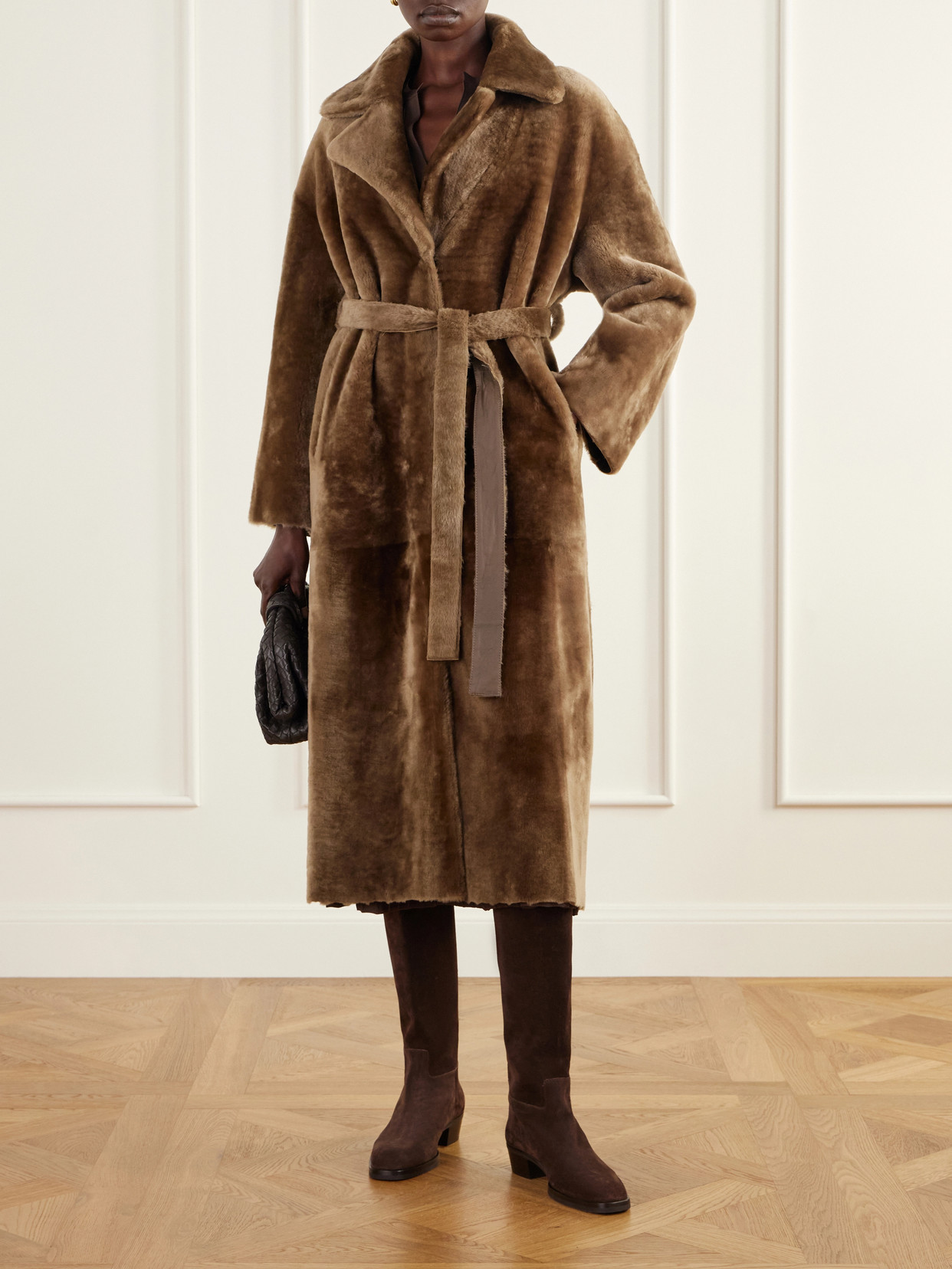 Rien Belted Reversible Shearling And Coat