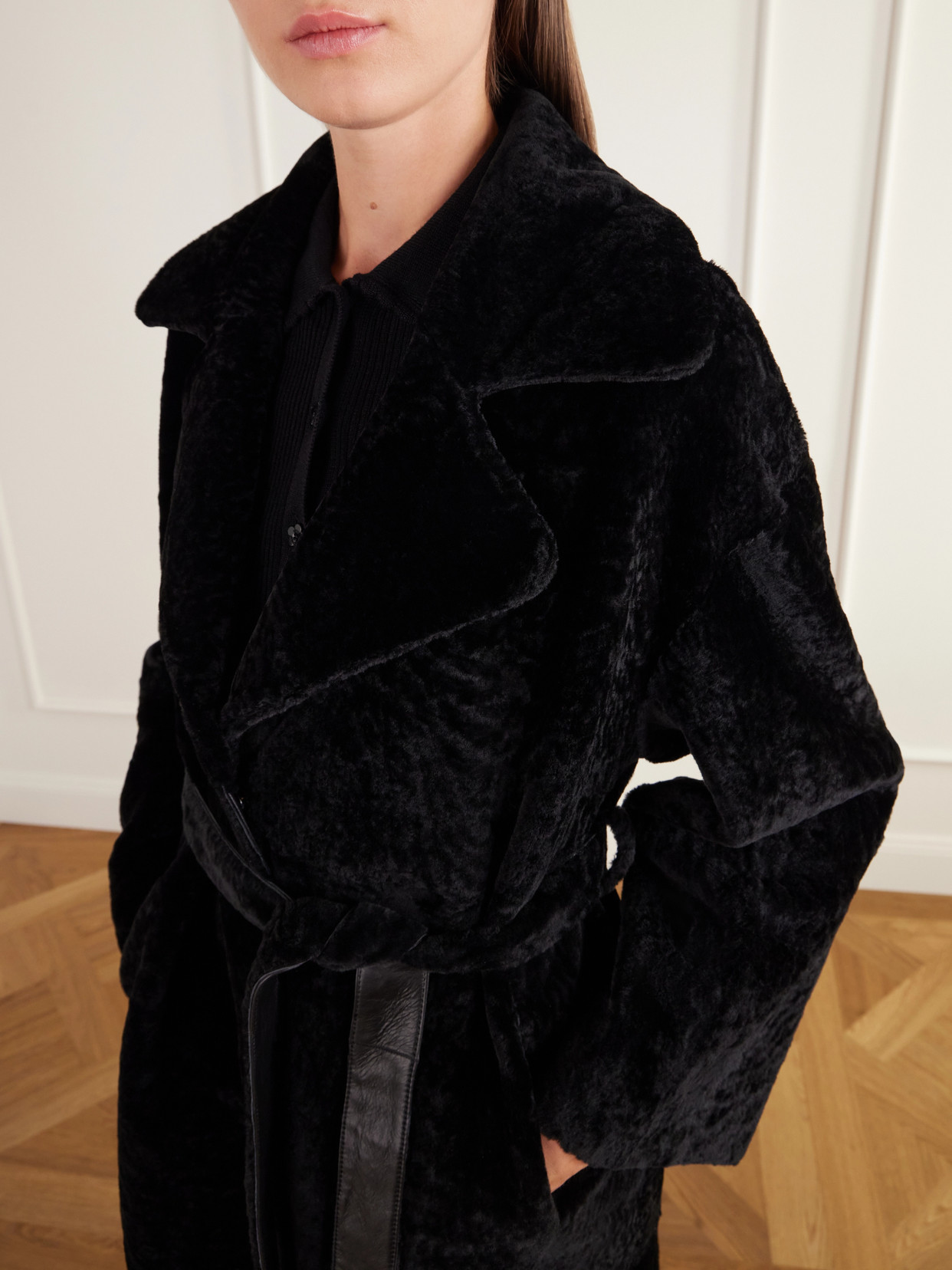Rien Belted Reversible Shearling And Coat