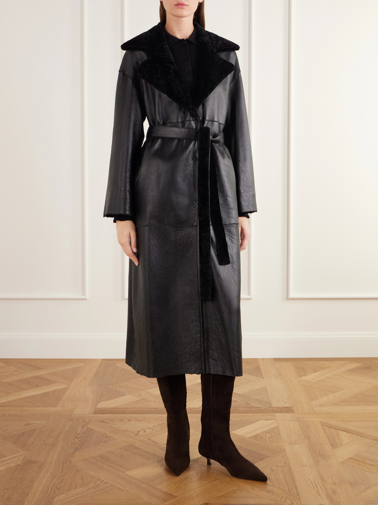 Rien Belted Reversible Shearling And Coat