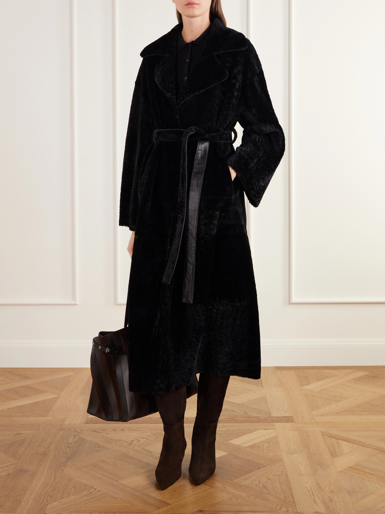 Rien Belted Reversible Shearling And Coat