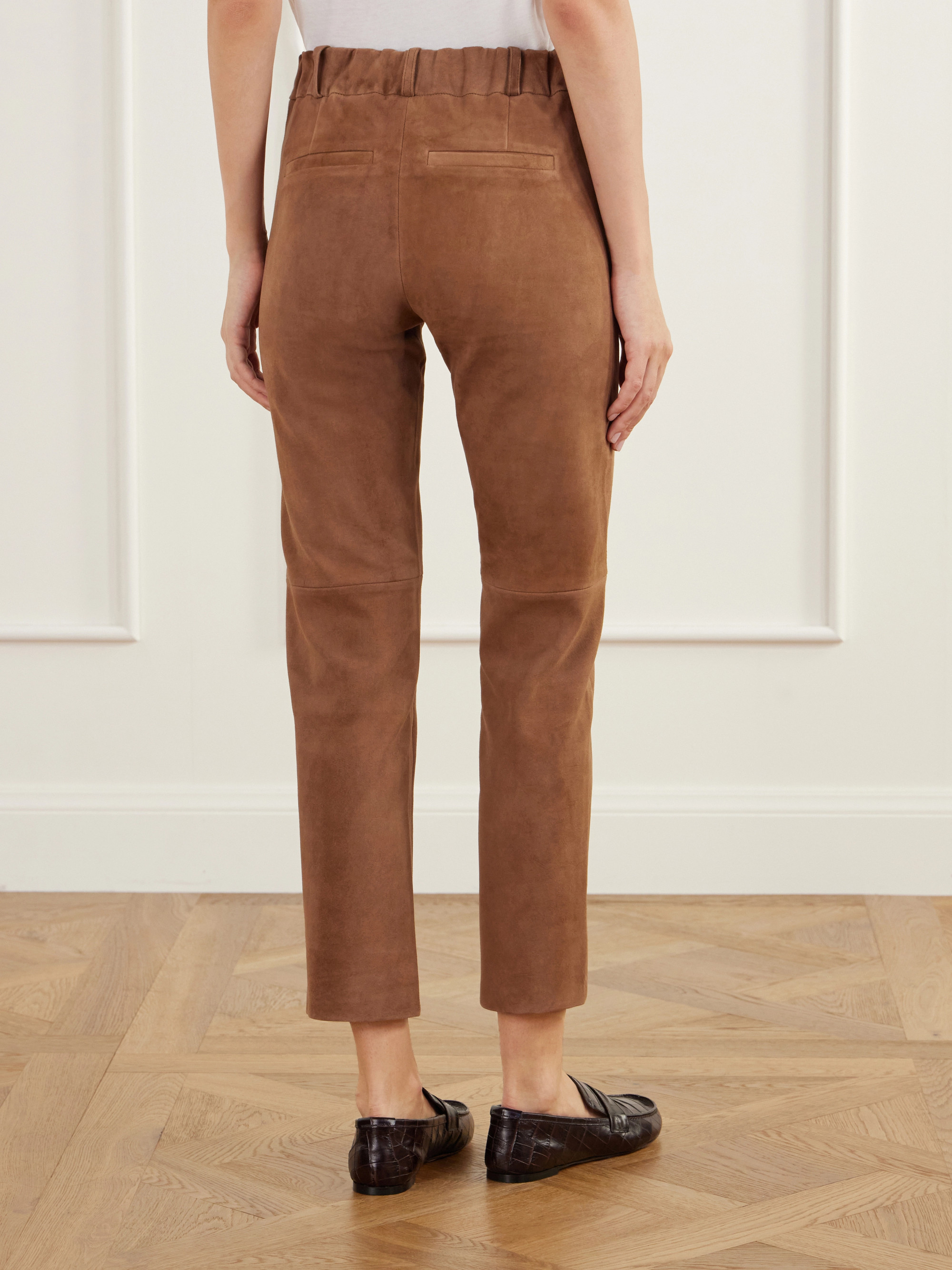 ARMA Jen paneled suede straight-leg pants