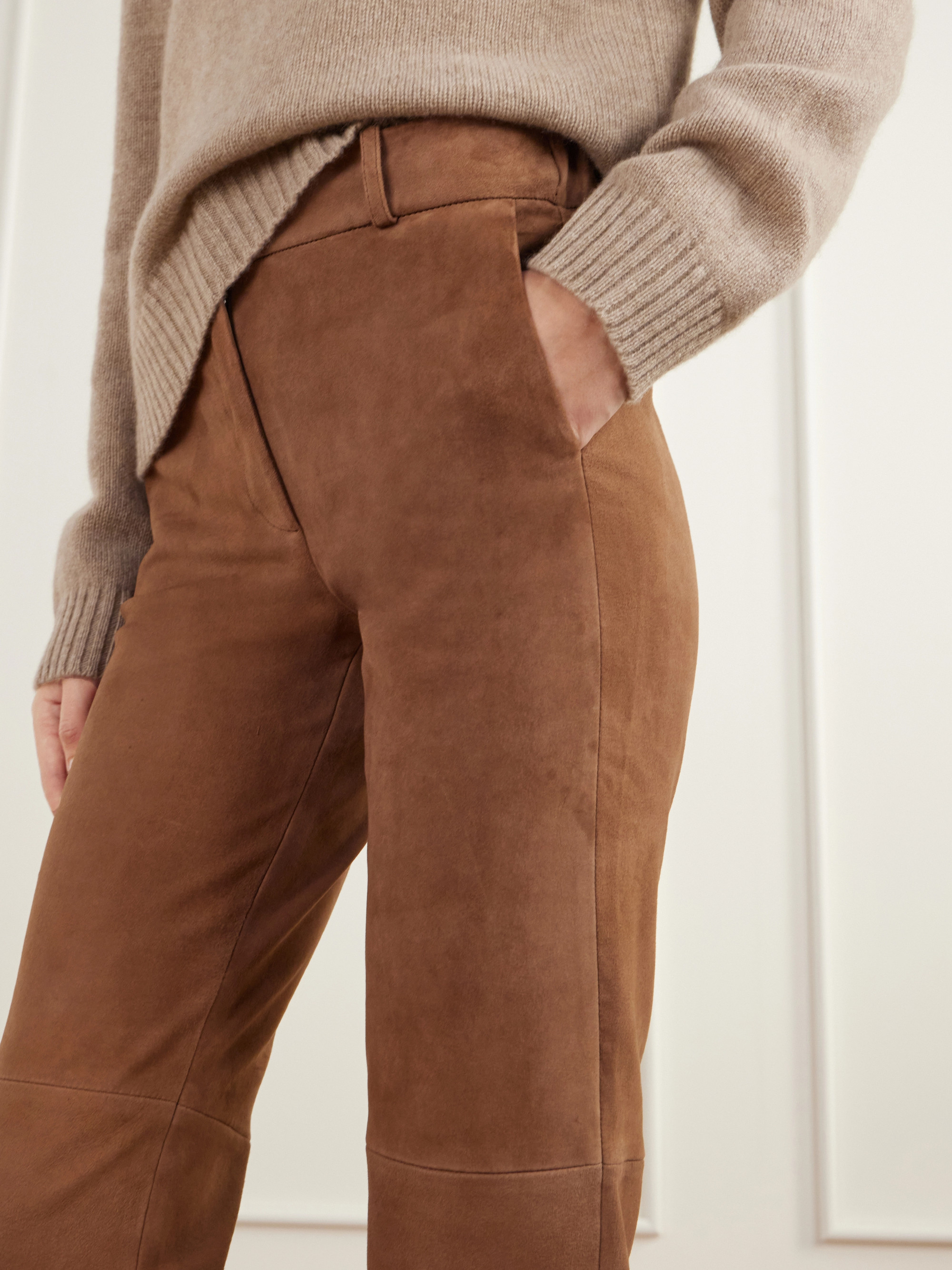 ARMA Jen paneled suede straight-leg pants