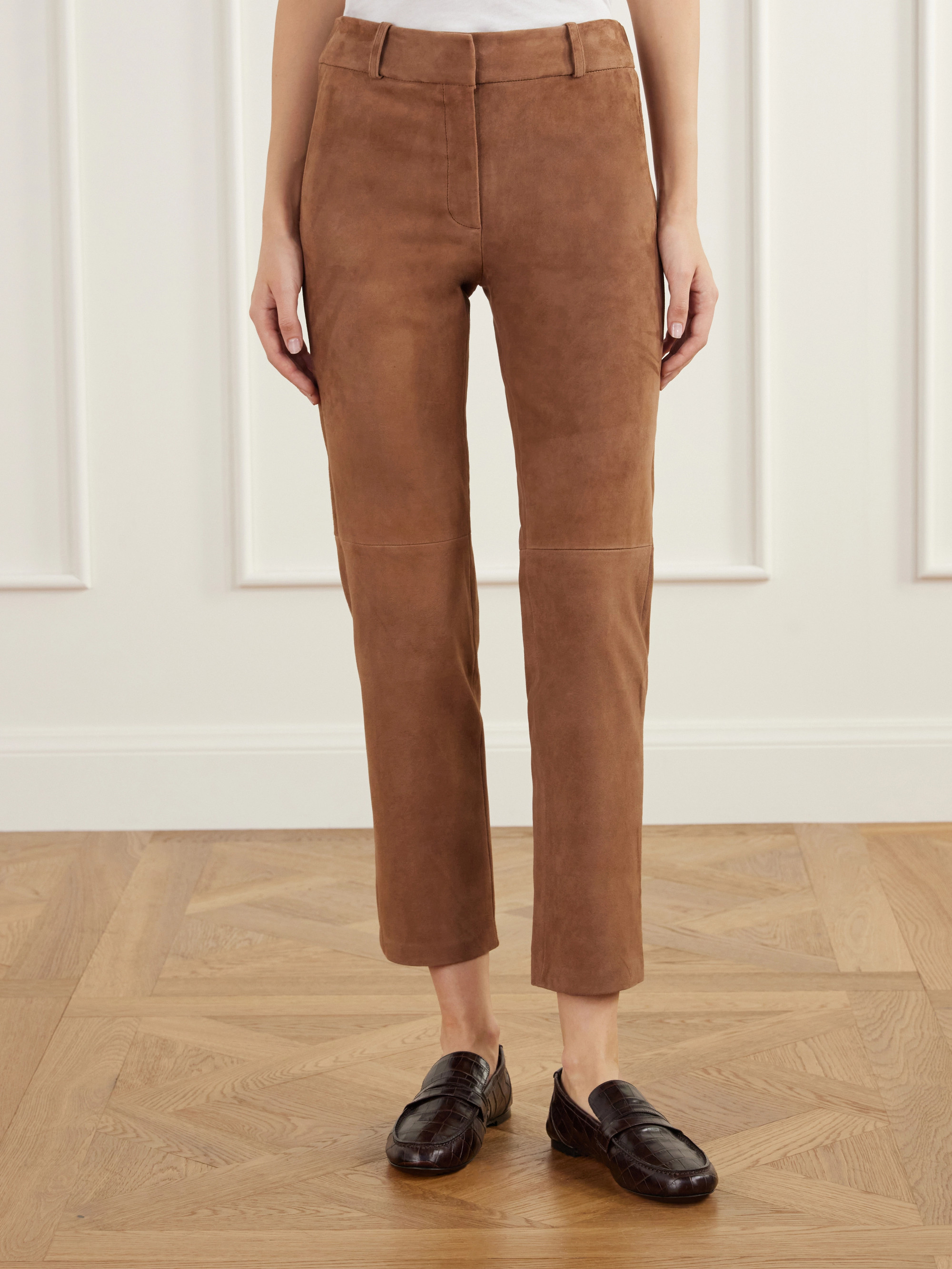 ARMA Jen paneled suede straight-leg pants