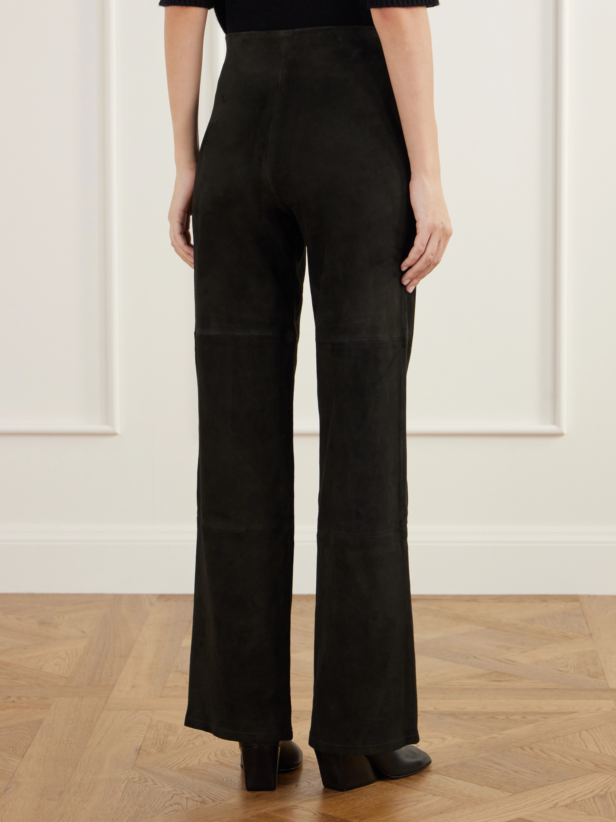 ARMA Karina paneled suede straight-leg pants