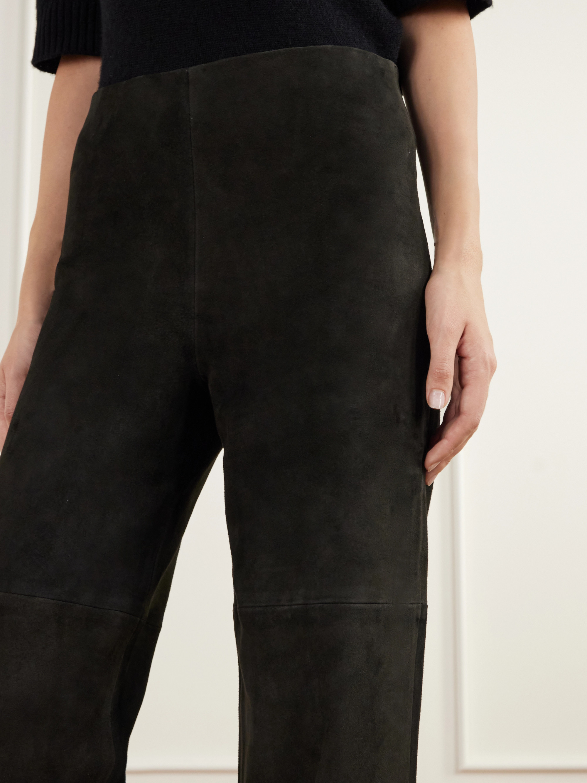 ARMA Karina paneled suede straight-leg pants