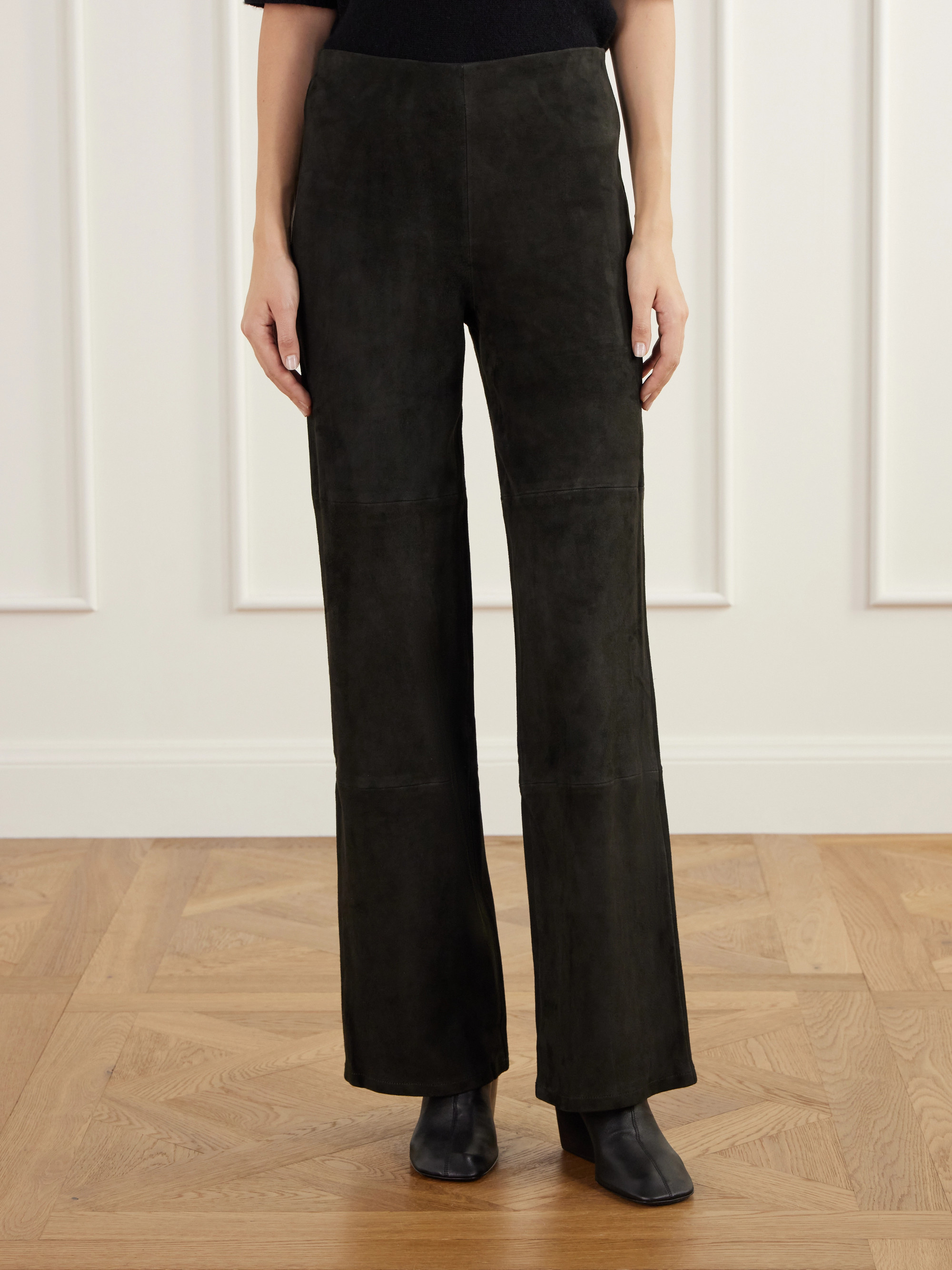 ARMA Karina paneled suede straight-leg pants
