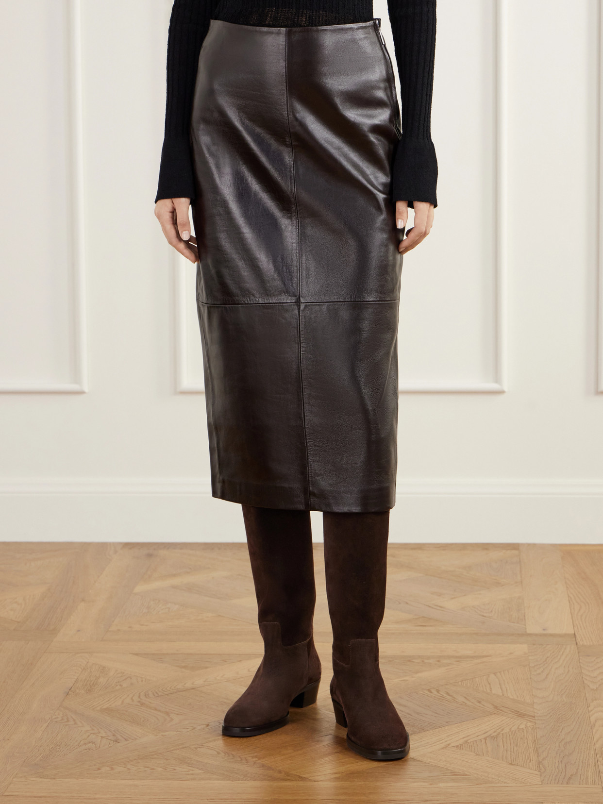 Meeka Paneled Full-Grain Midi