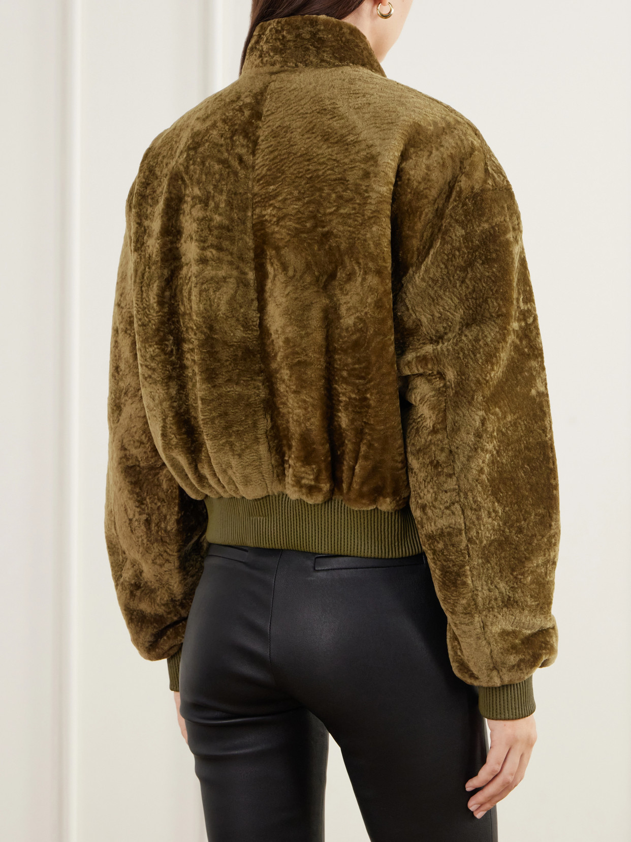 Azra Reversible Shearling And Satin Bomber Jacket