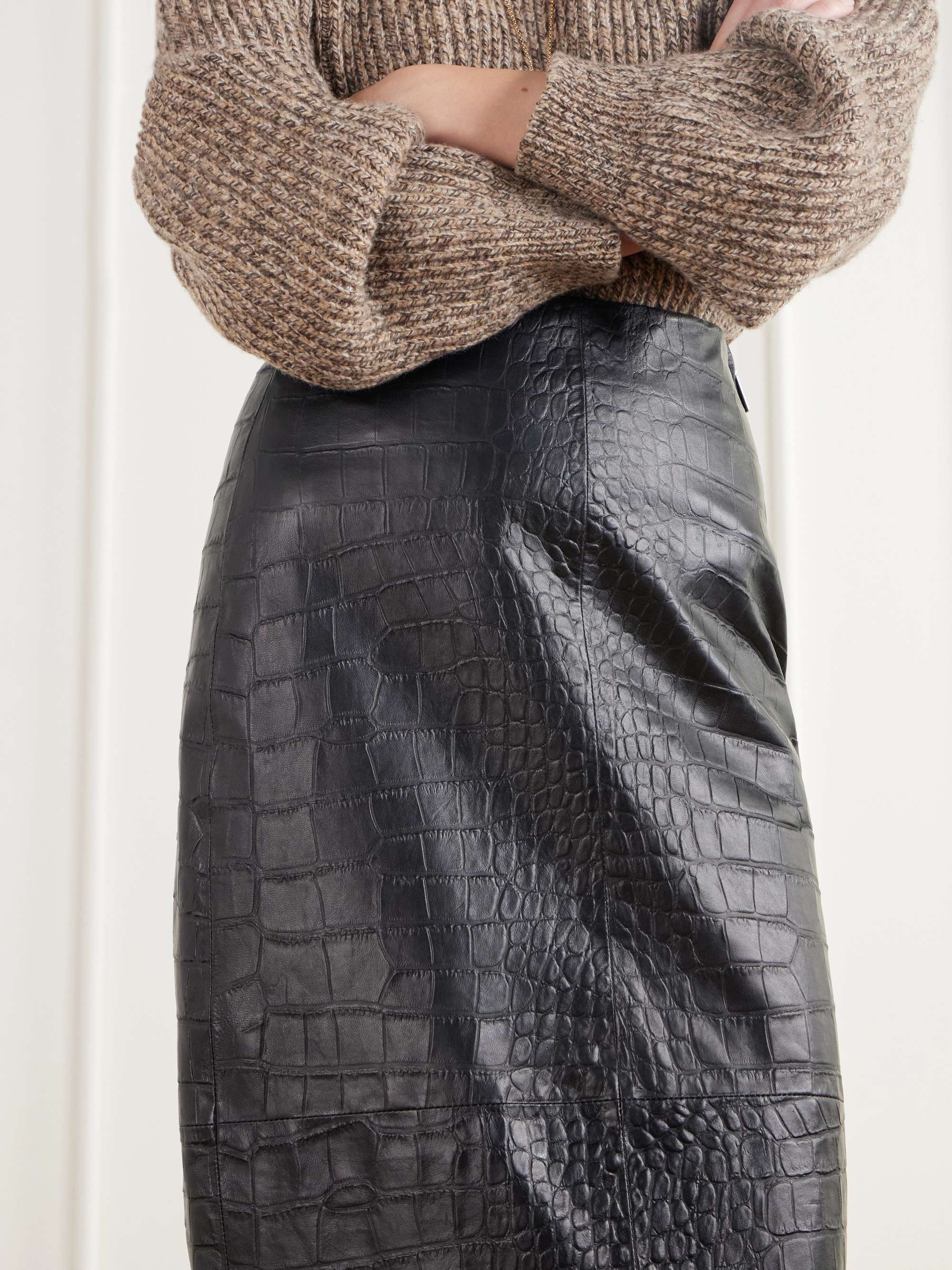 ARMA Meeka paneled croc-effect leather midi skirt | Thumbnail 4 ARMA Meeka paneled croc-effect leather midi skirt | Thumbnail 4