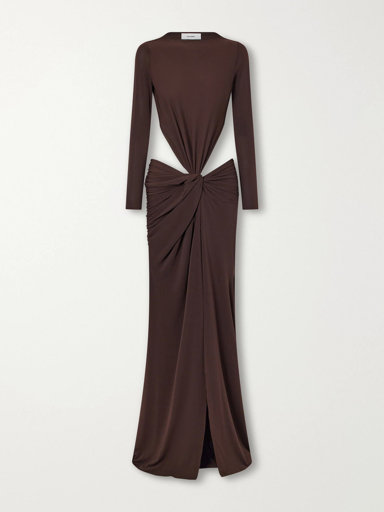 Alex Perry Cut-out Gathered Crepe Gown In Brown