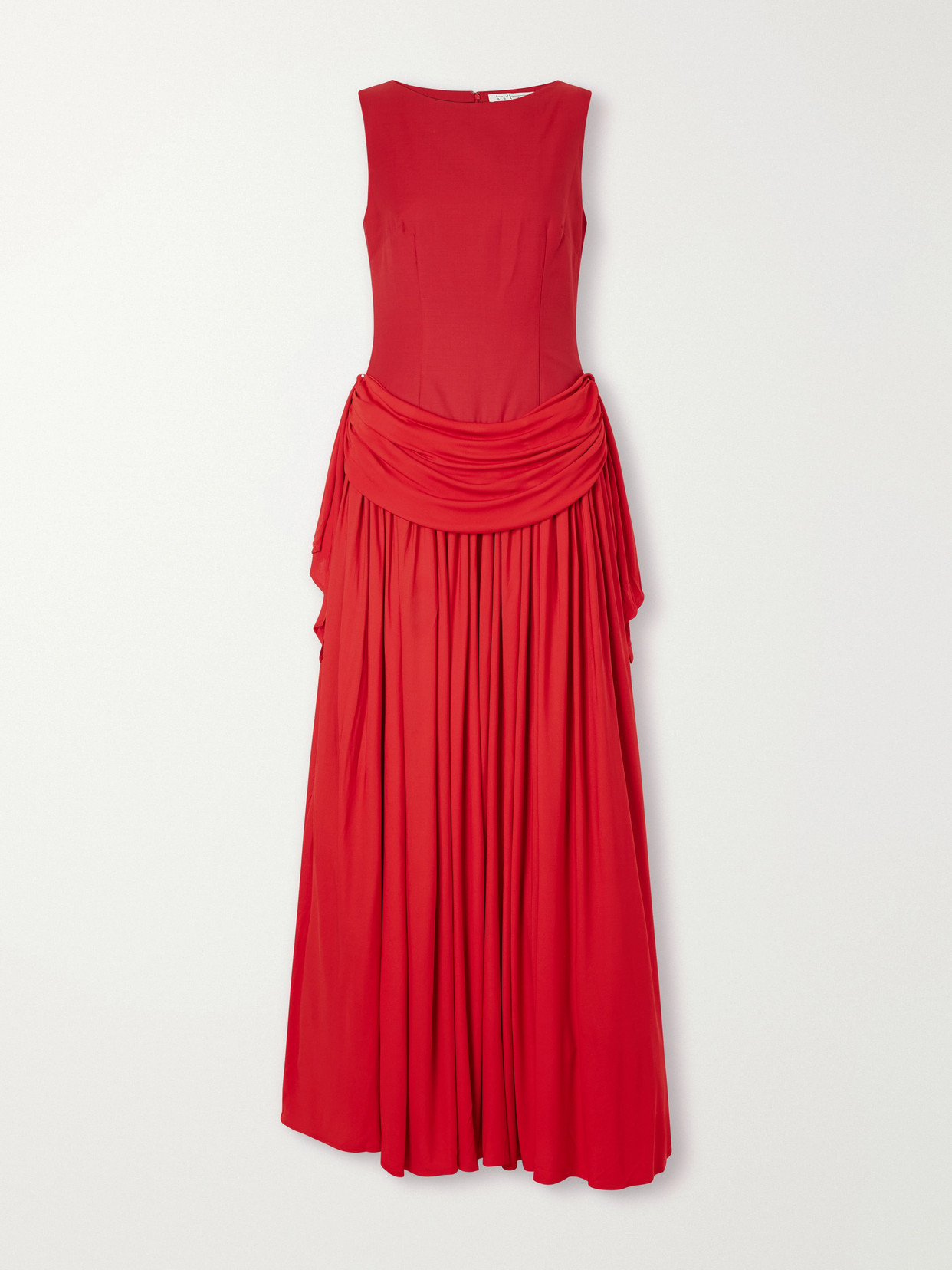 Abadia Sarah Draped Wool-blend Maxi Dress In Red