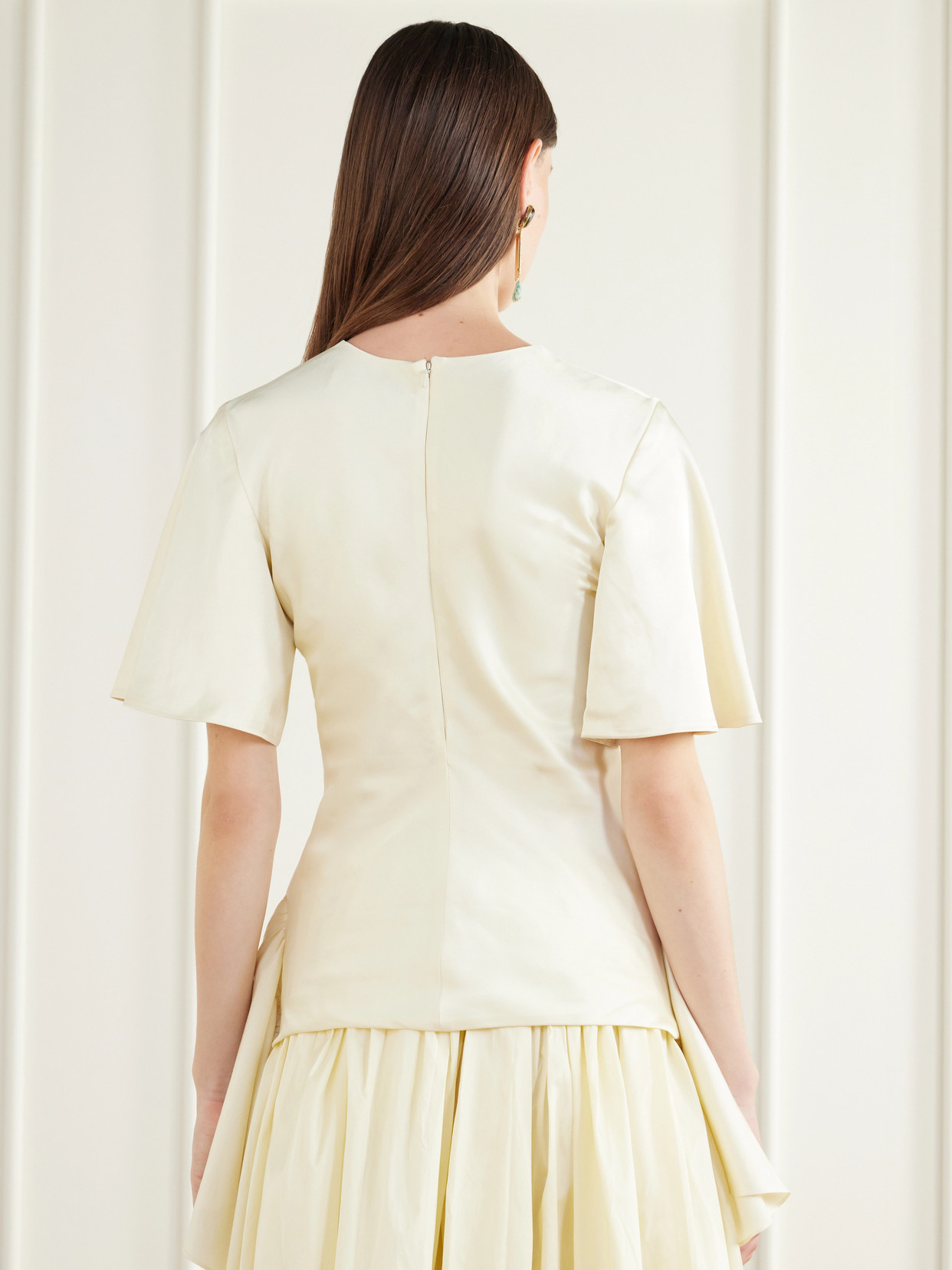 Gathered Linen-Blend Blouse