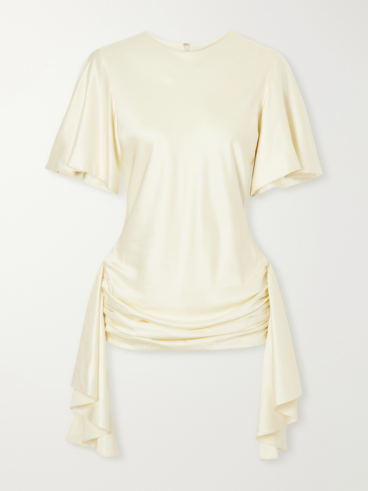 Gathered Linen-Blend Blouse