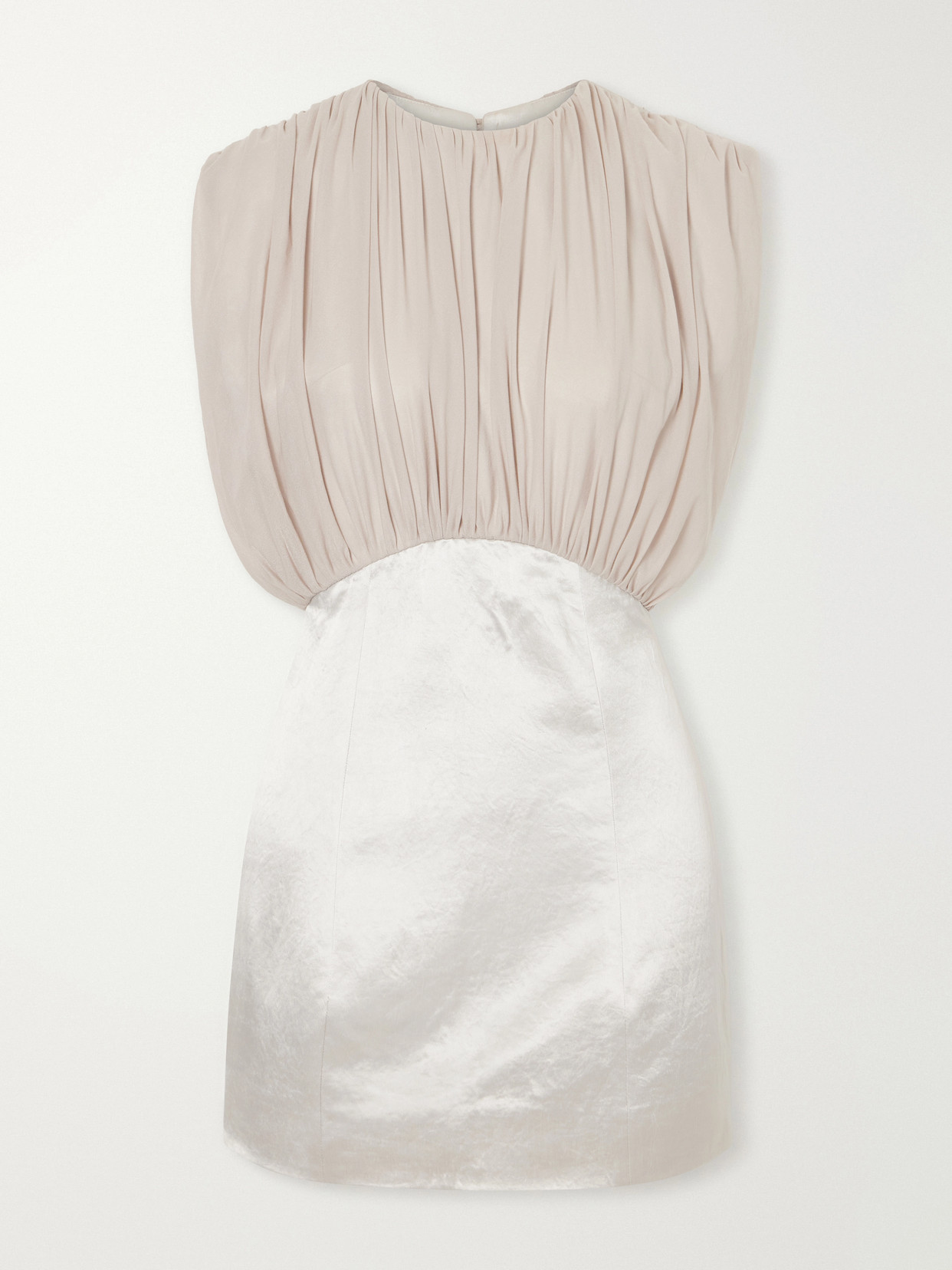 Abadia Gilda Draped Satin And Crepe Mini Dress In Silver