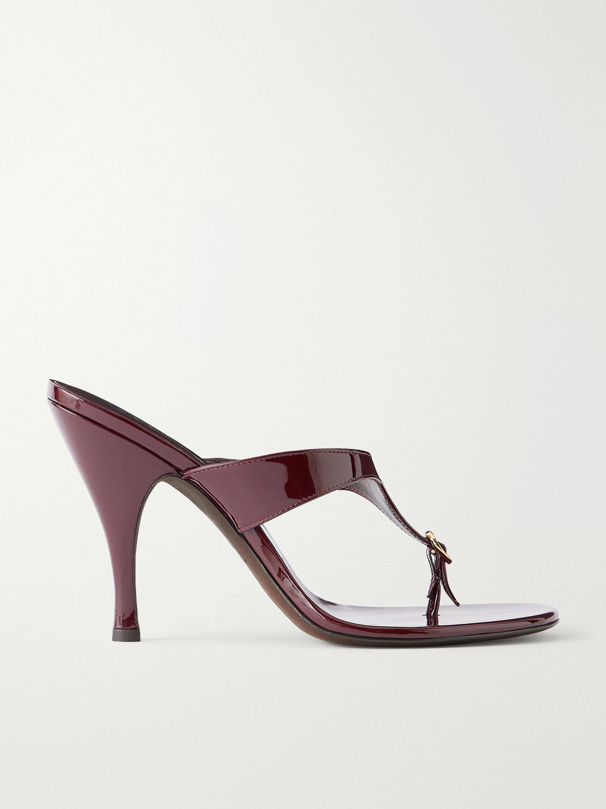 Kiss & Tell 100 Buckle-Detailed Patent-Leather Thong Sandals