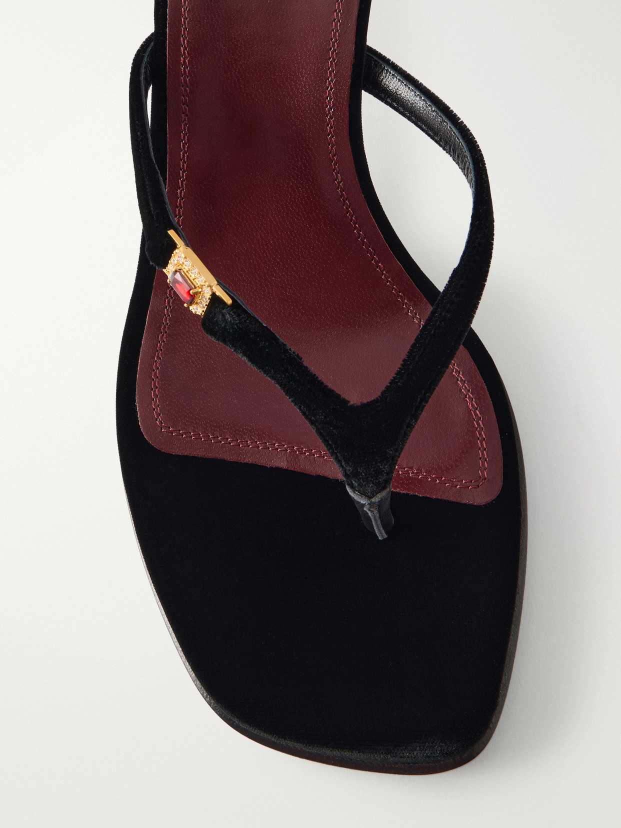 Dona Ruby 50 Crystal-Embellished Velvet Thong Sandals