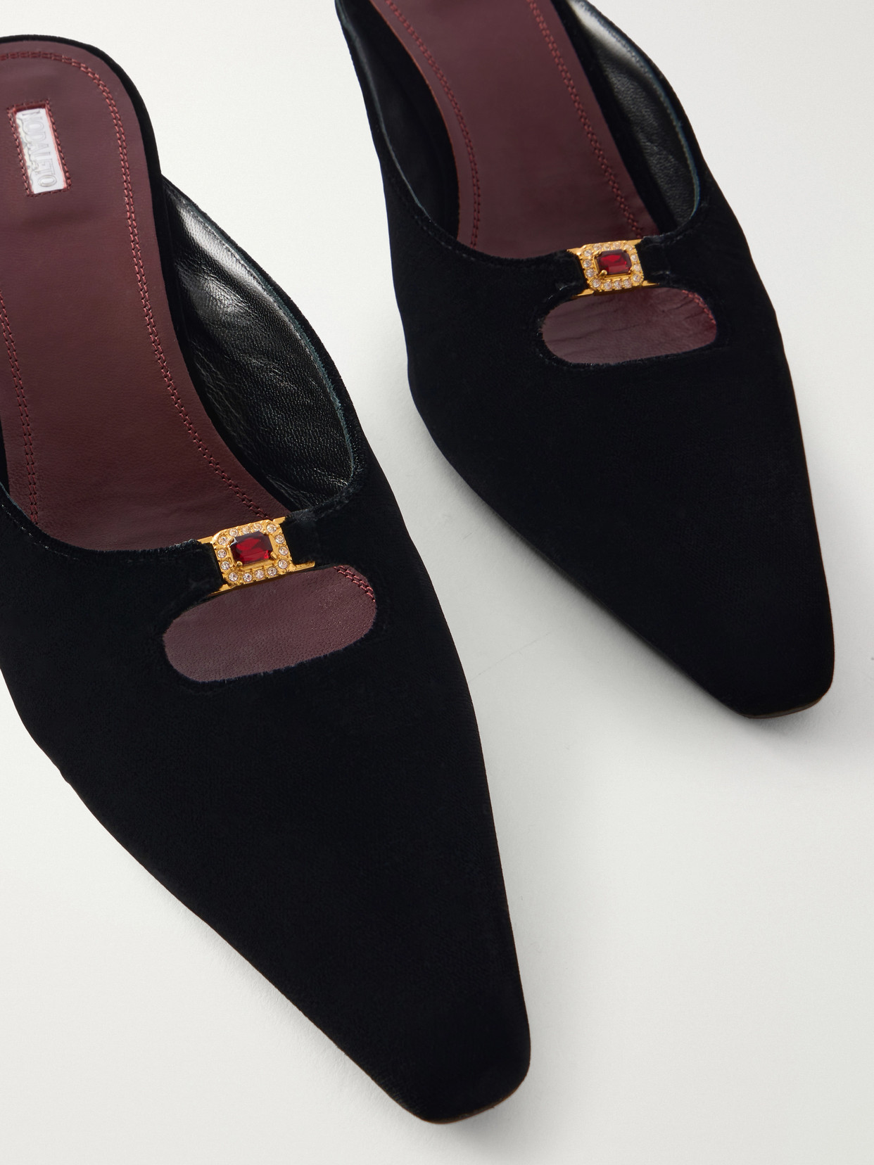 Dona Ruby 50 Crystal-Embellished Velvet Mules