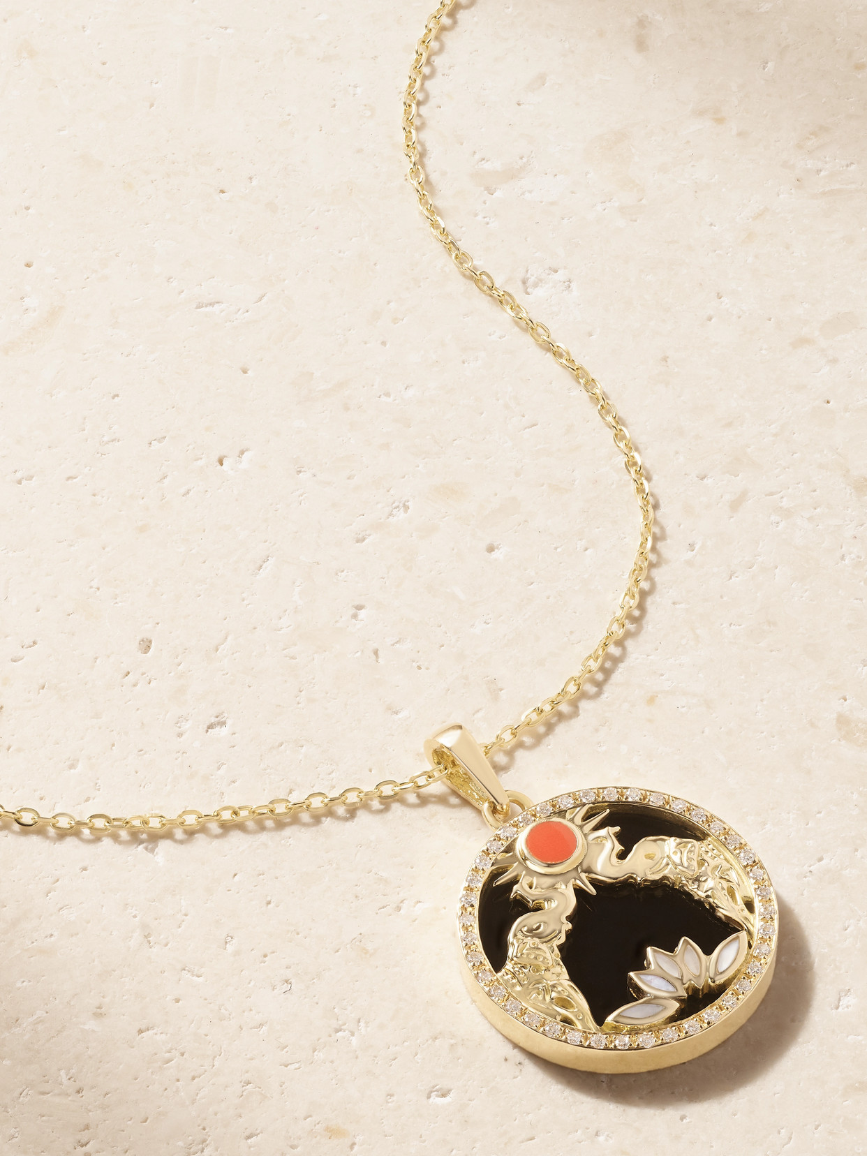 L'atelier Nawbar Golden Eclipse 18-karat Gold Multi-stone Pendant Necklace