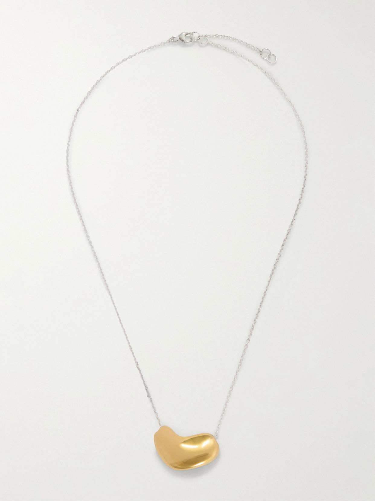18-karat gold-pleated sterling silver pendant necklace